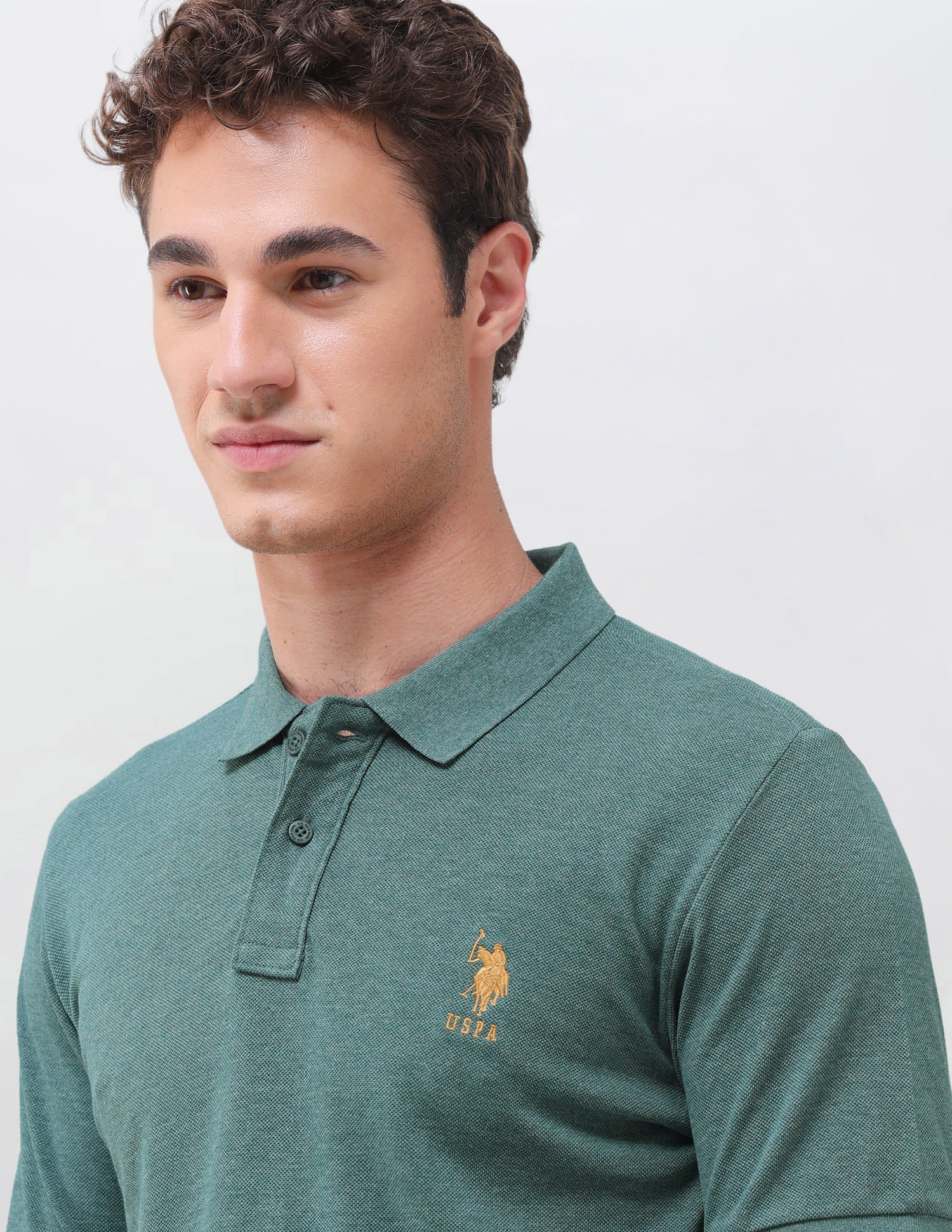 Solid Slim Fit Polo Shirt Green - U.S. Polo Assn. India | Large