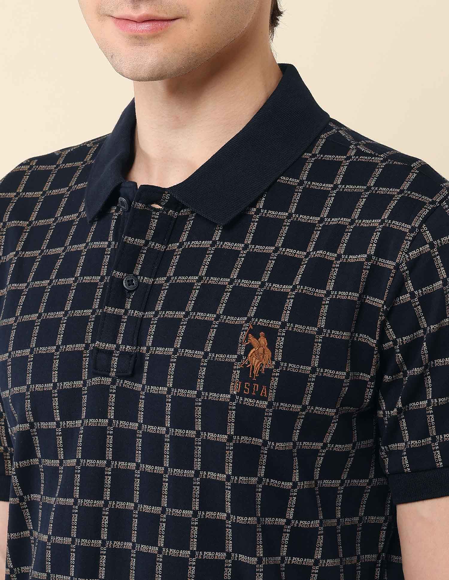Brand Printed Gold Cup Polo Shirt Navy - U.S. Polo Assn. India | Large