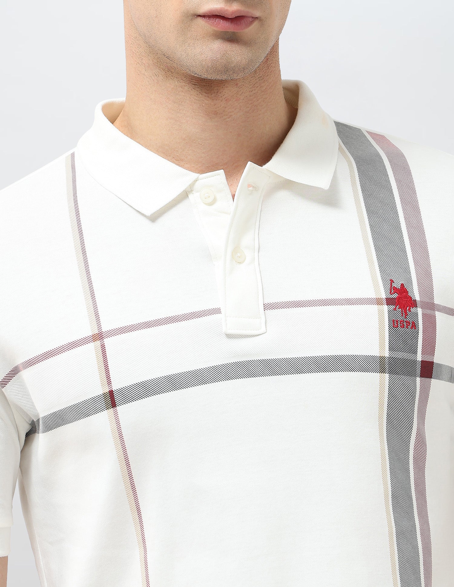 Vertical Striped Regular Fit Polo Shirt Off White - U.S. POLO ASSN. | Large