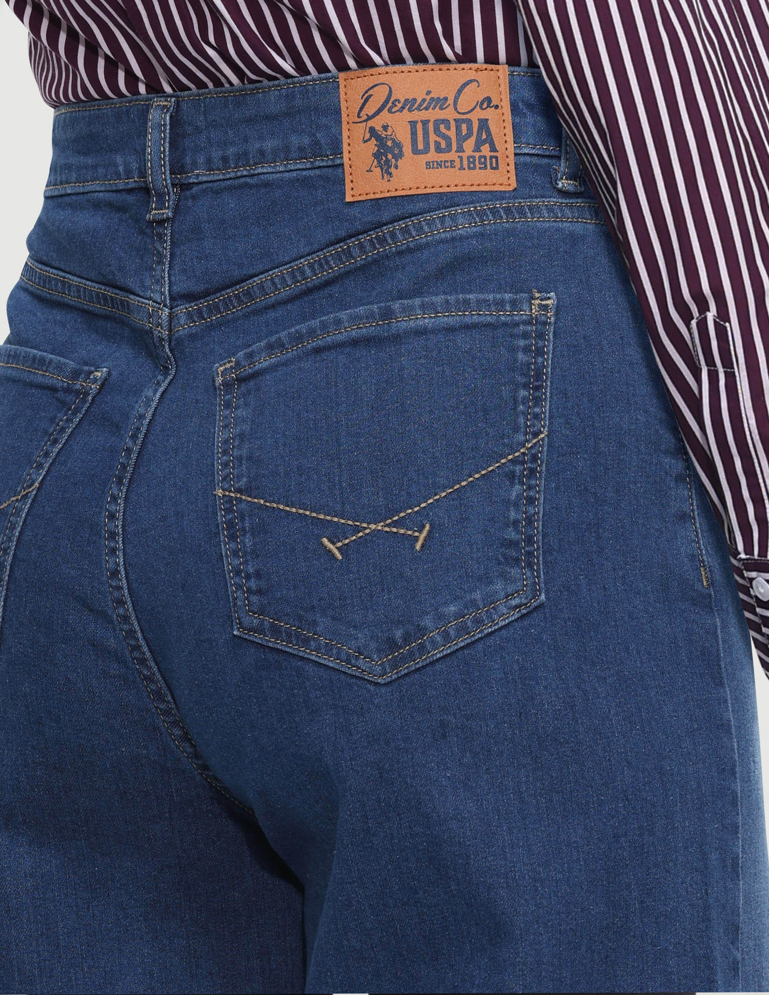 High Rise Flared Fit Jeans Blue - U.S. Polo Assn. India | Large