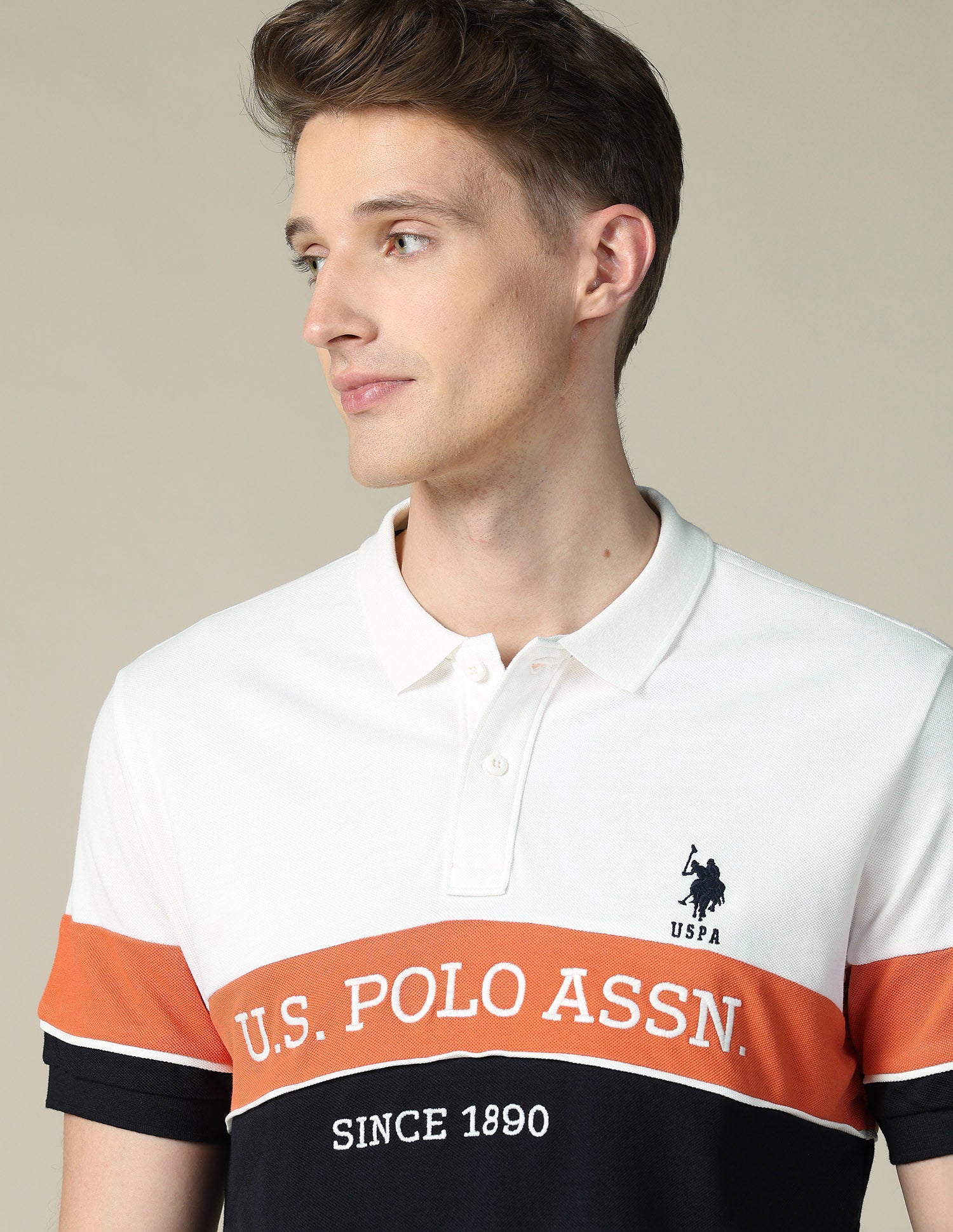 Brand Embroidered Regular Fit Polo Shirt Ivory - U.S. POLO ASSN. | Large