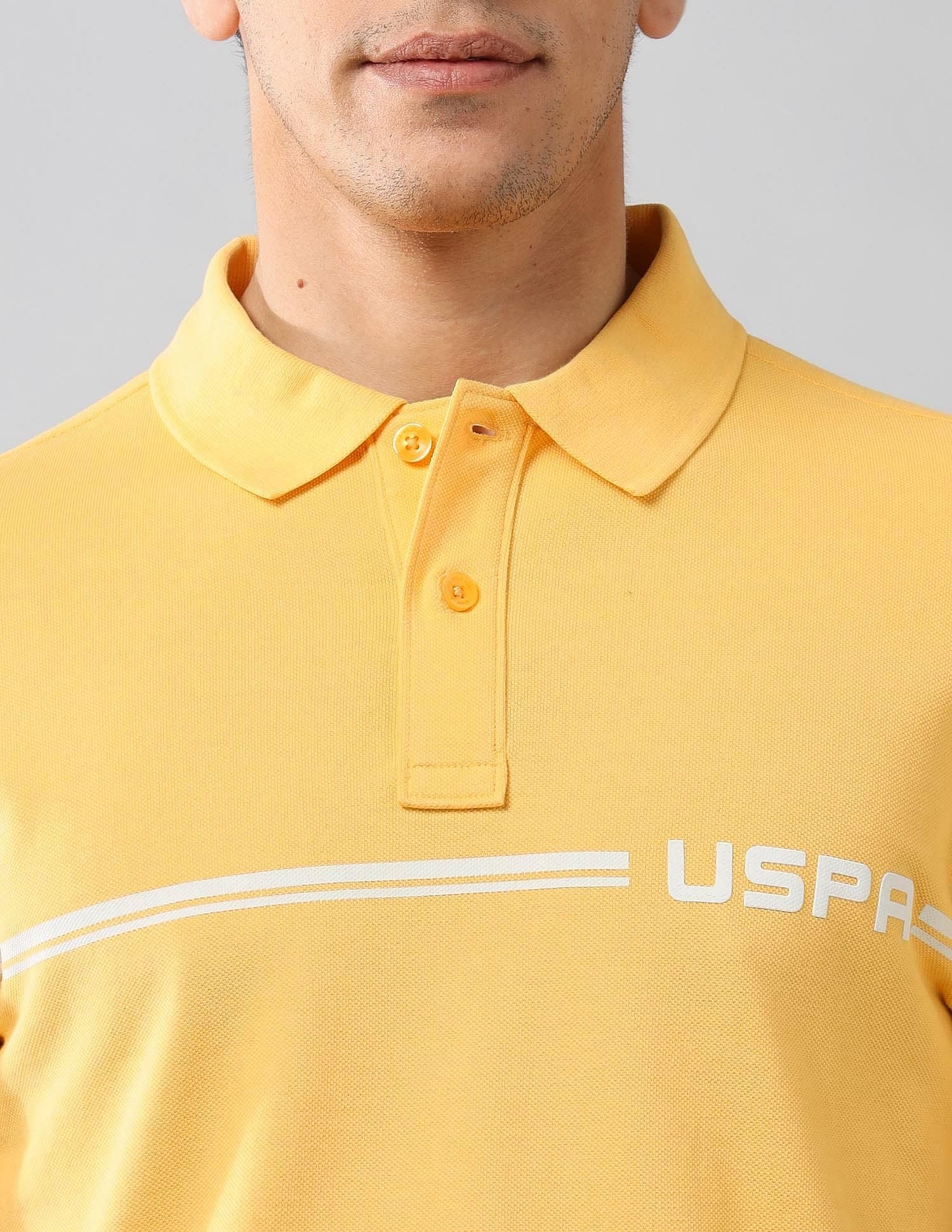 Brand Printed Muscle Fit Polo Shirt Yellow - U.S. POLO ASSN. | Large