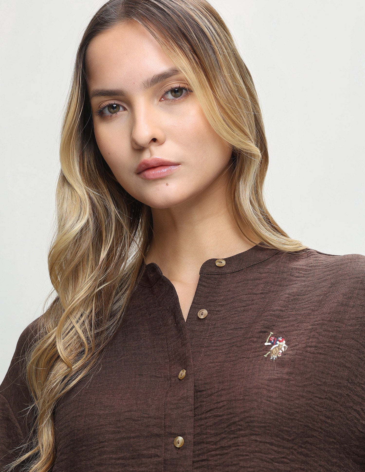 Textured Relaxed Fit Shirt Brown - U.S. Polo Assn. India | Large