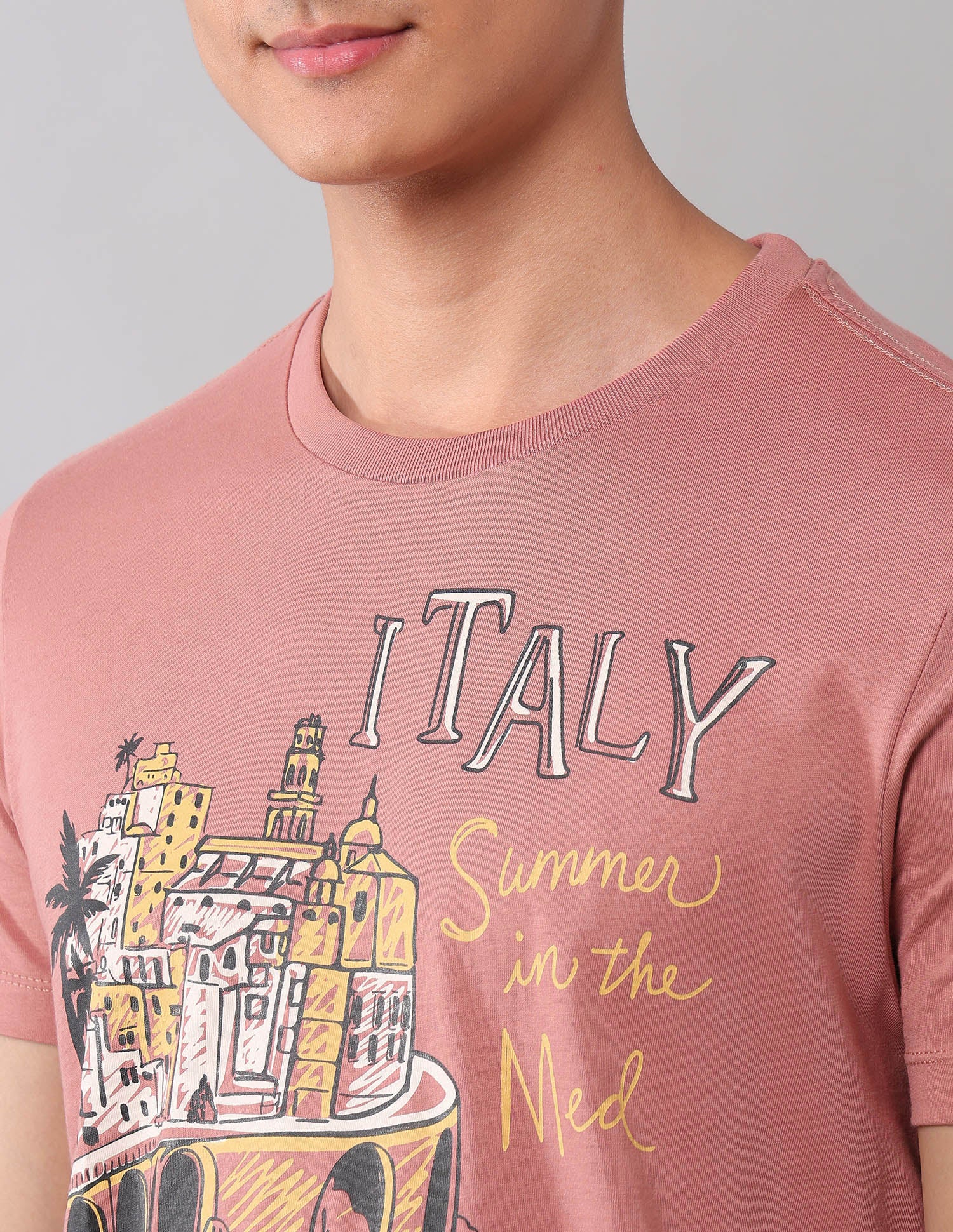 Muscle Fit Graphic Printed T-Shirt Peach - U.S. Polo Assn. India | Large
