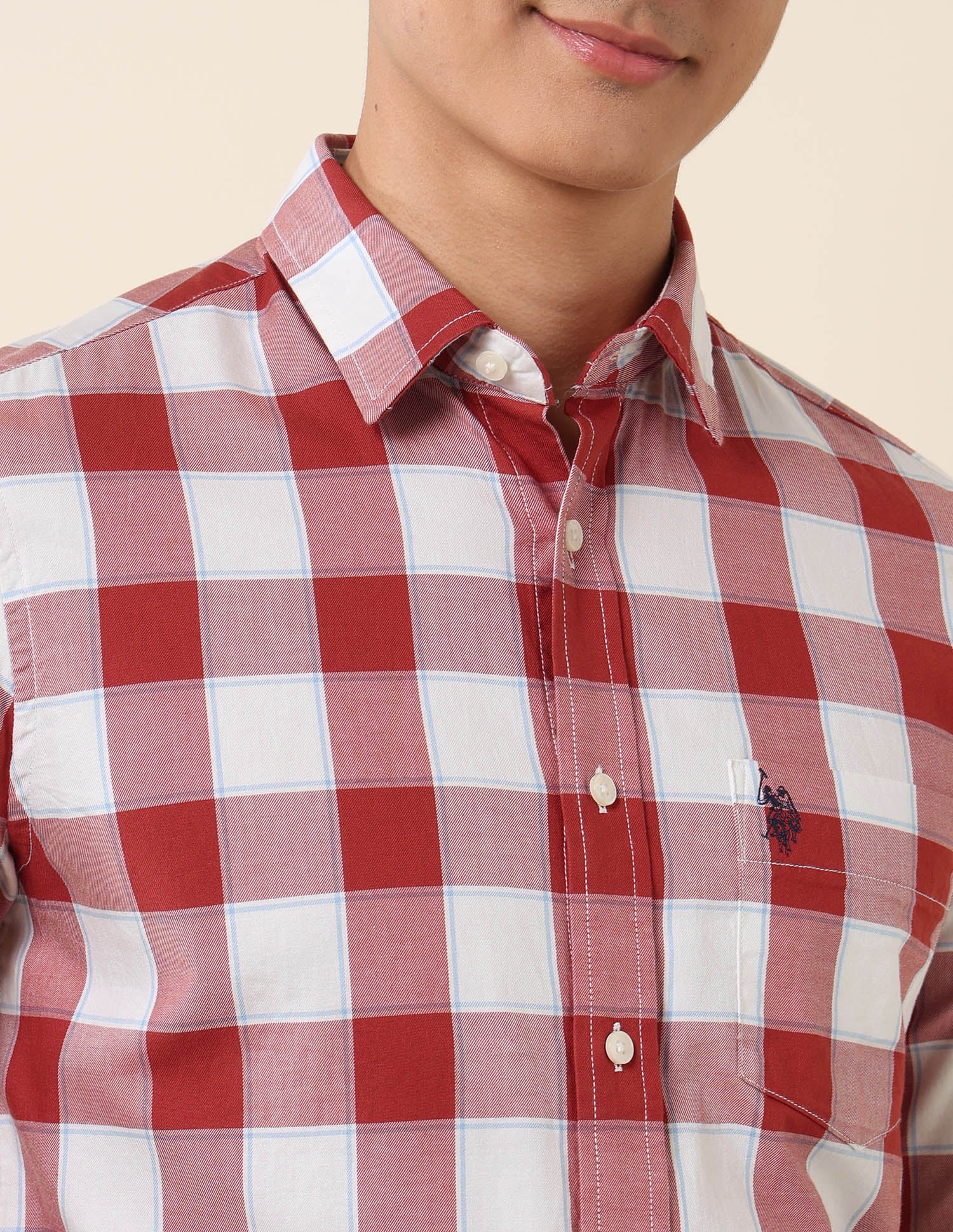 Buffalo Checked Pure Cotton Shirt Rust - U.S. POLO ASSN. | Large