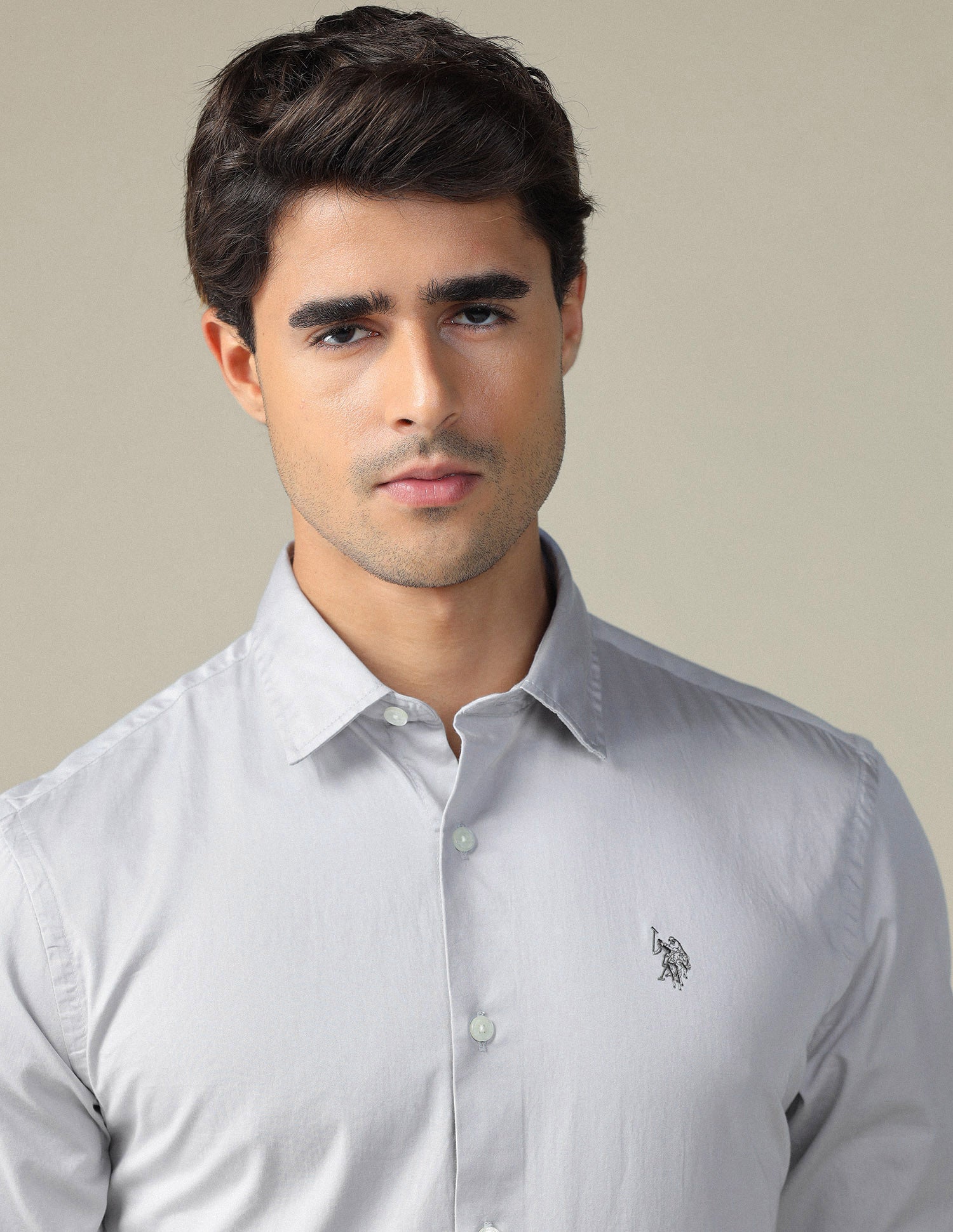 Pure Cotton Satin Shirt Grey - U.S. POLO ASSN. | Large