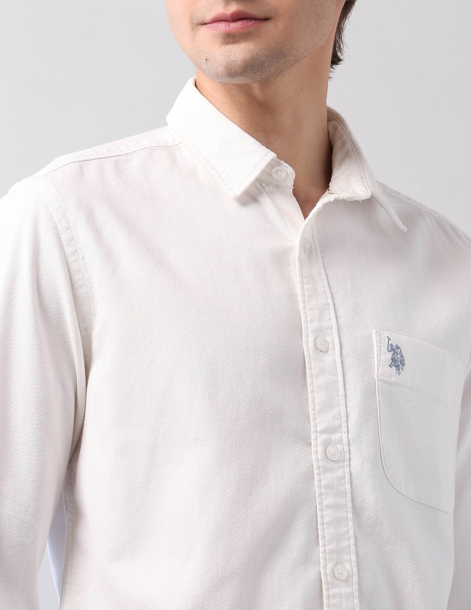 Pure Cotton Dobby Shirt White - U.S. Polo Assn. India | Large