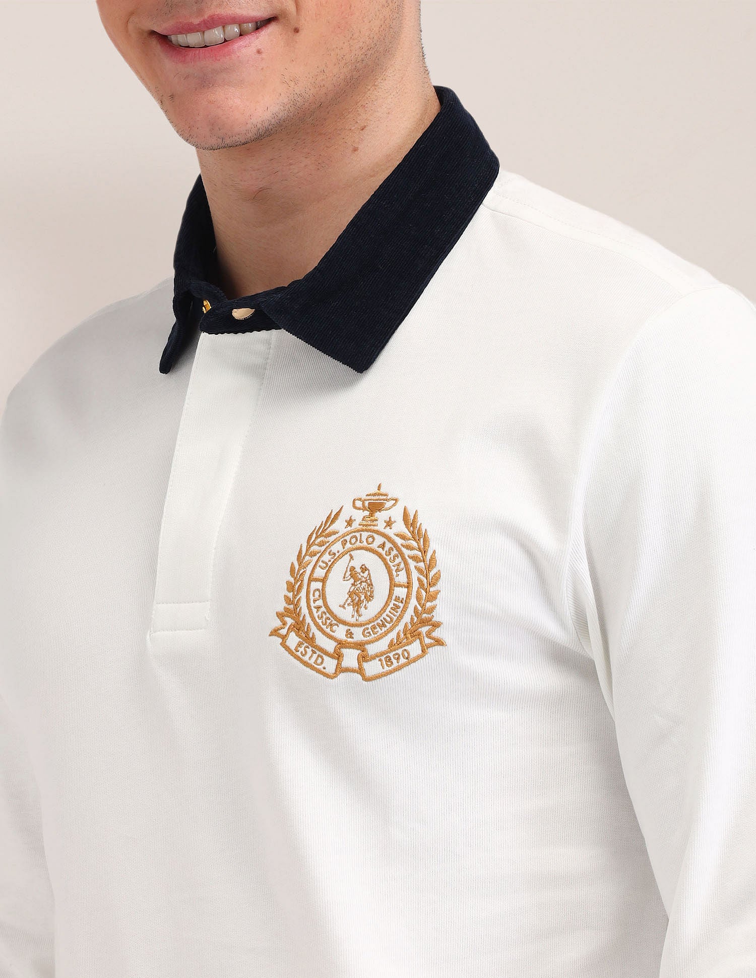 Slim Fit Brand Embroidered Polo Shirt Off White - U.S. POLO ASSN. | Large