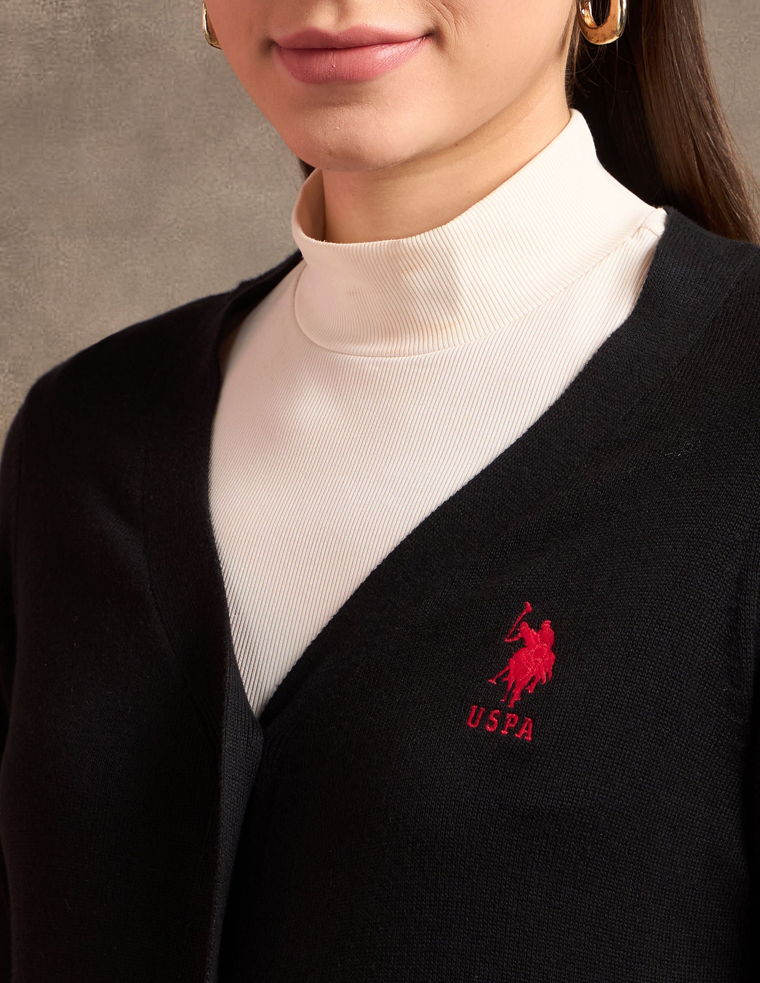 Pure Cotton Regular Fit Cardigan Black - U.S. POLO ASSN. | Large