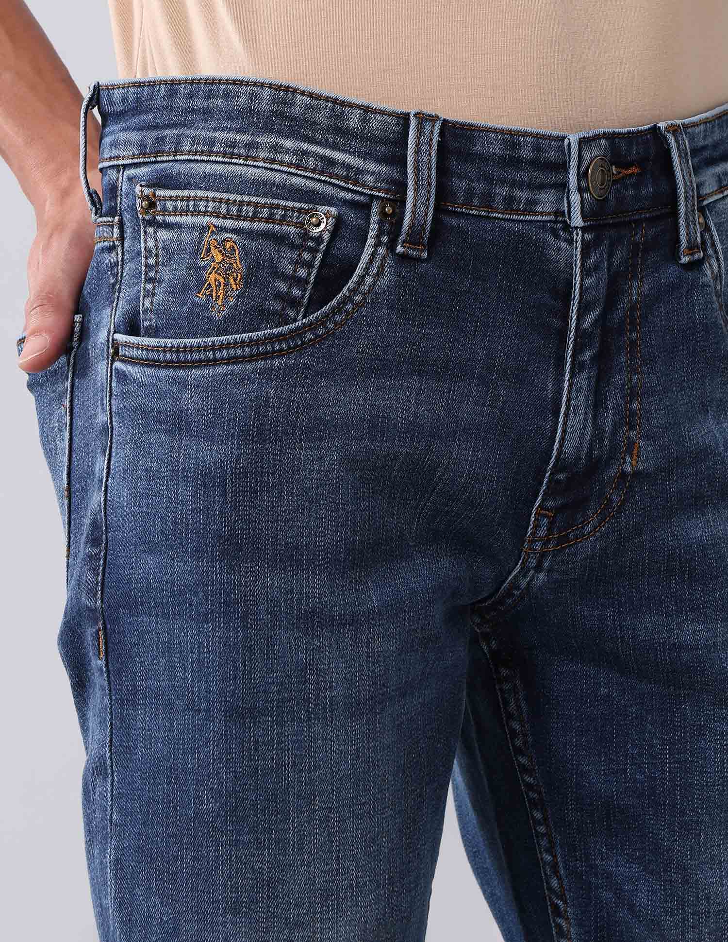 Brandon Slim Tapered Fit Vintage Jeans Mid Wash - U.S. Polo Assn. India | Large
