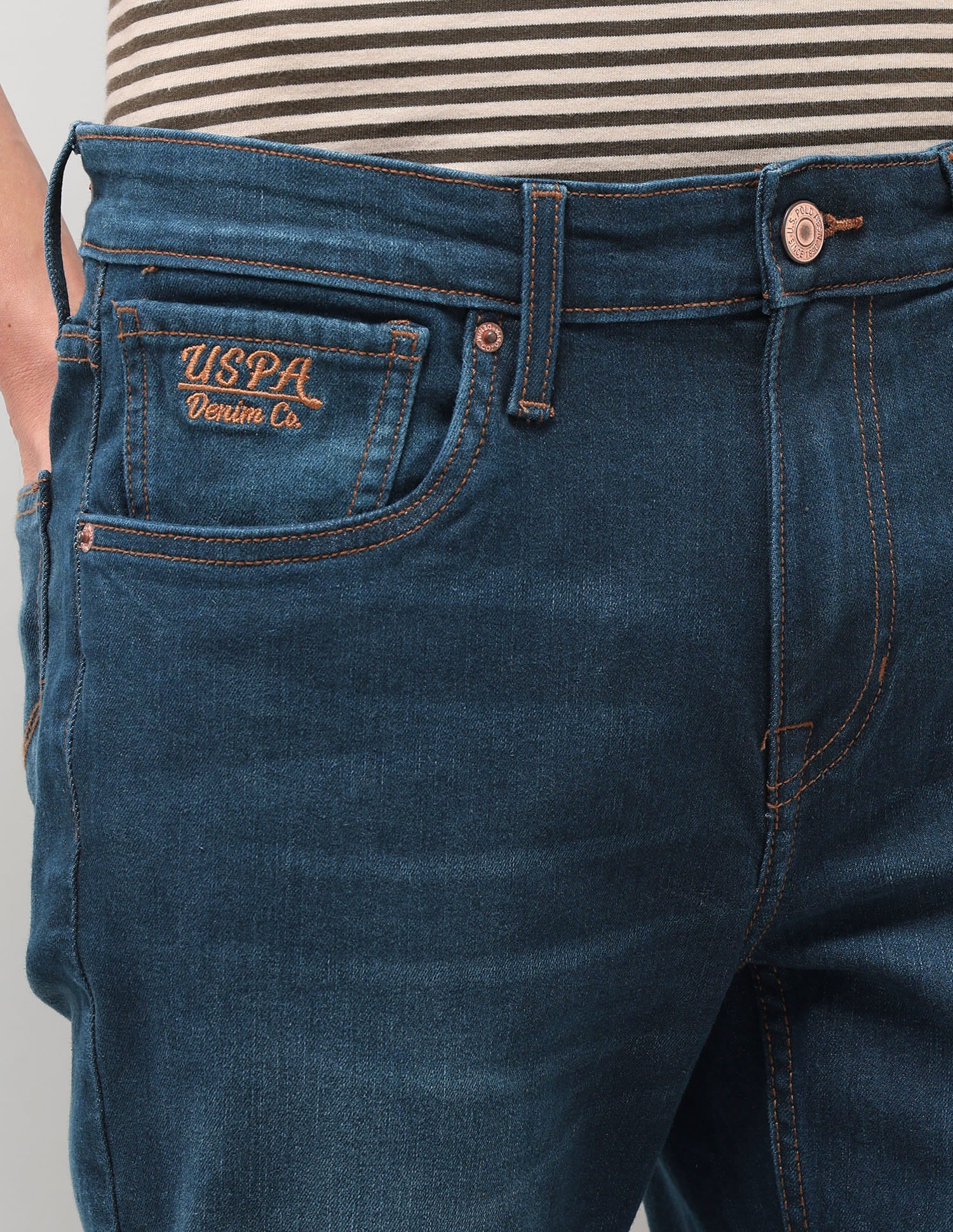 Solid Slim Fit Jeans Blue - U.S. Polo Assn. India | Large