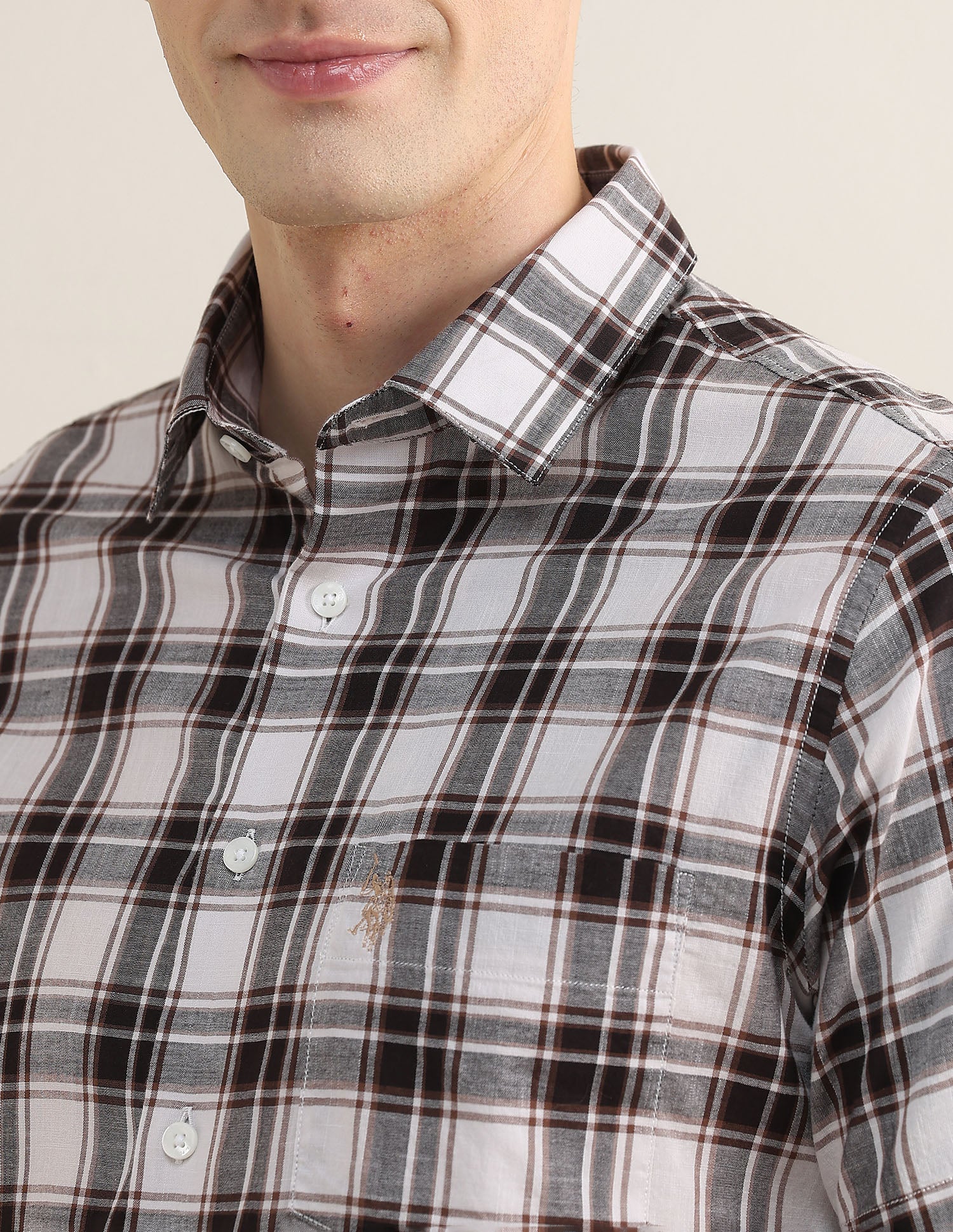 Plaid Checked Regular Fit Shirt Dark Brown - U.S. Polo Assn. India | Large
