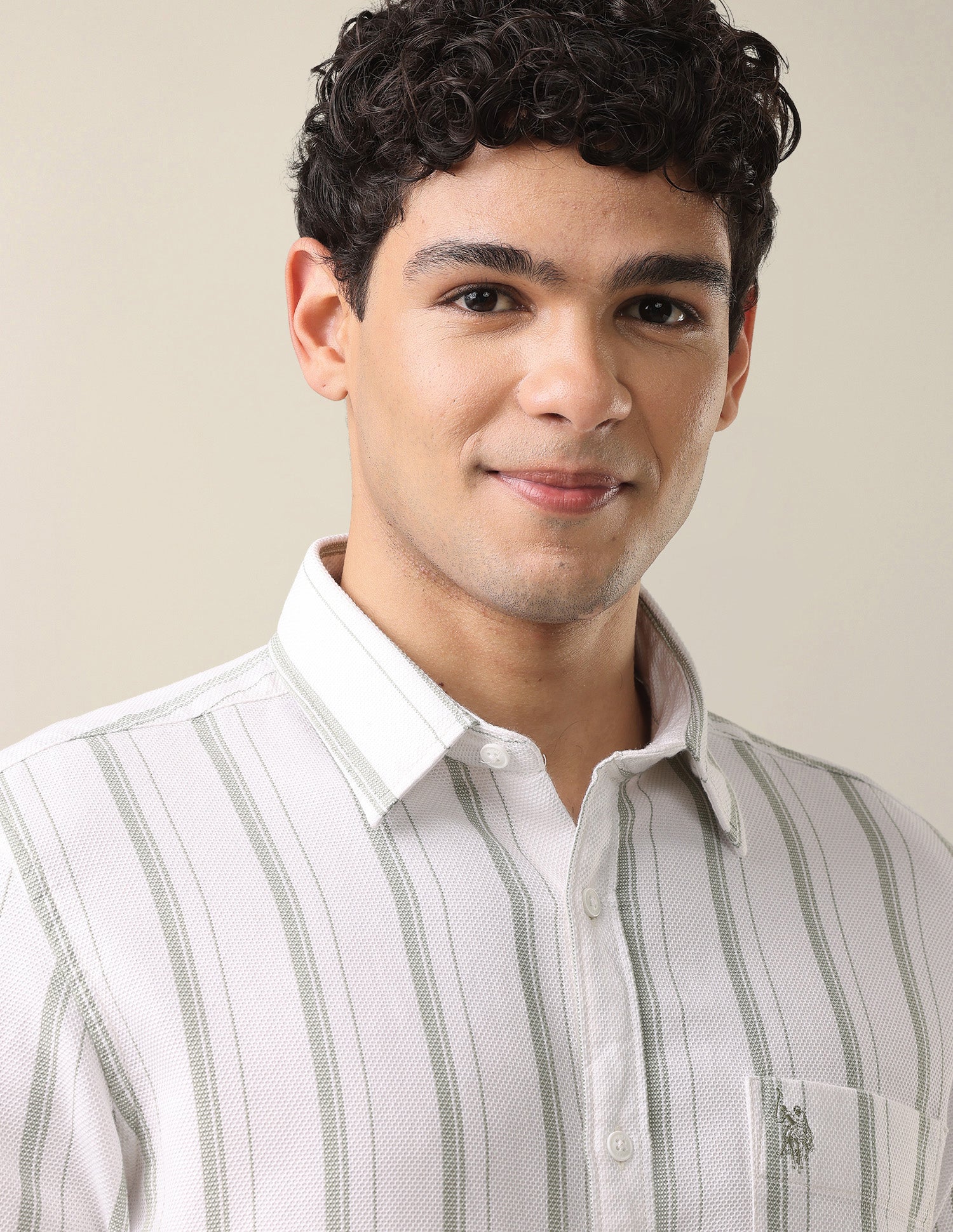 Vertical Striped Regular Fit Shirt Light Green - U.S. Polo Assn. India | Large