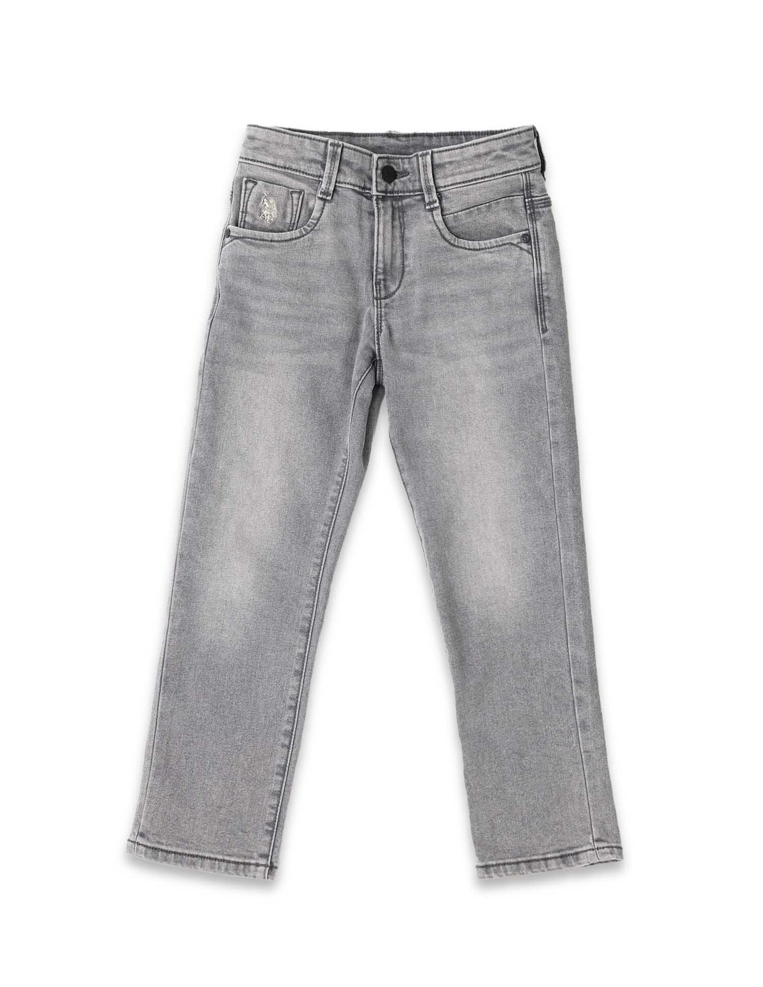 Boys Stone Washed Relaxed Fit Jeans Light Grey - U.S. POLO ASSN. | Large