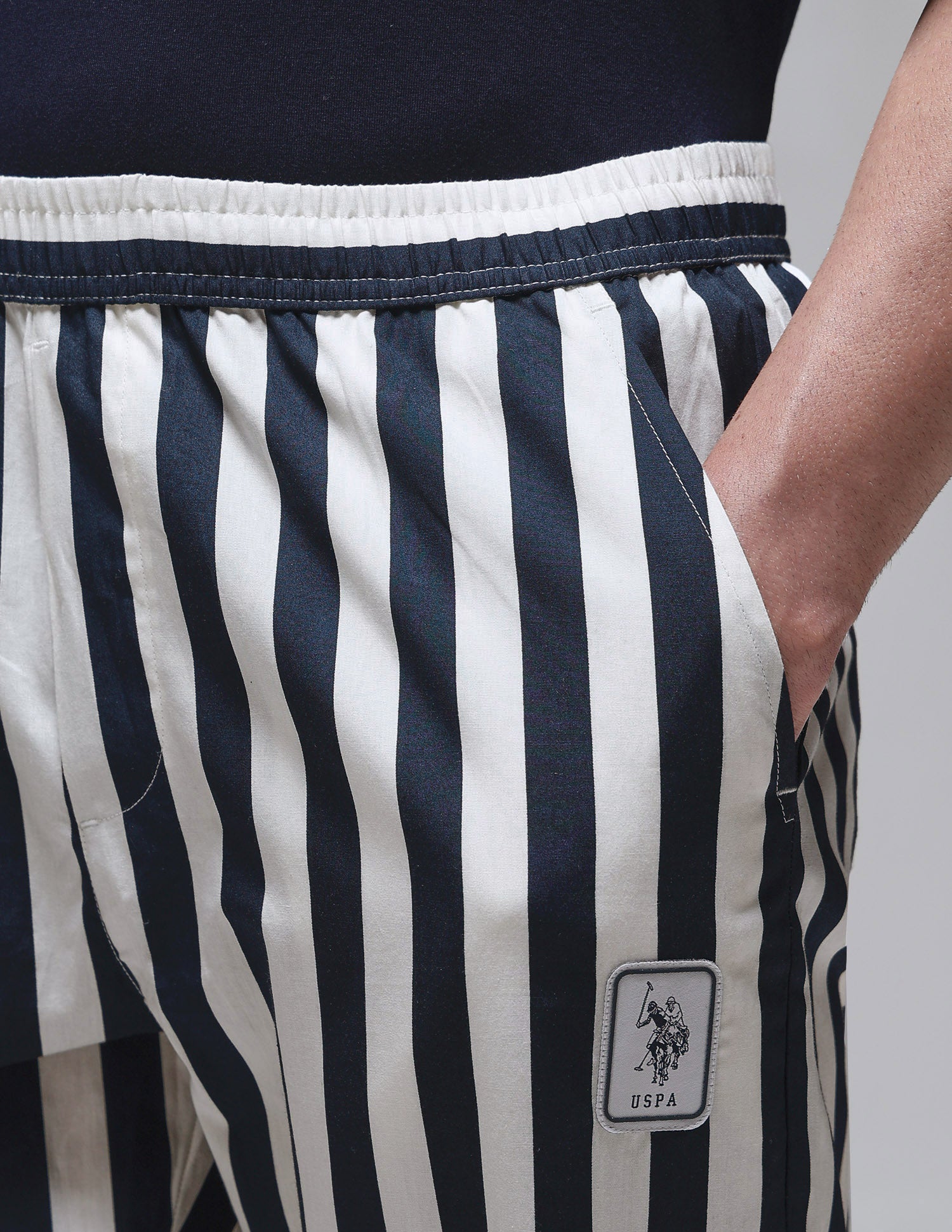 Vertical Striped Mid Rise OELP1 Lounge Pants Navy - U.S. Polo Assn. India | Large