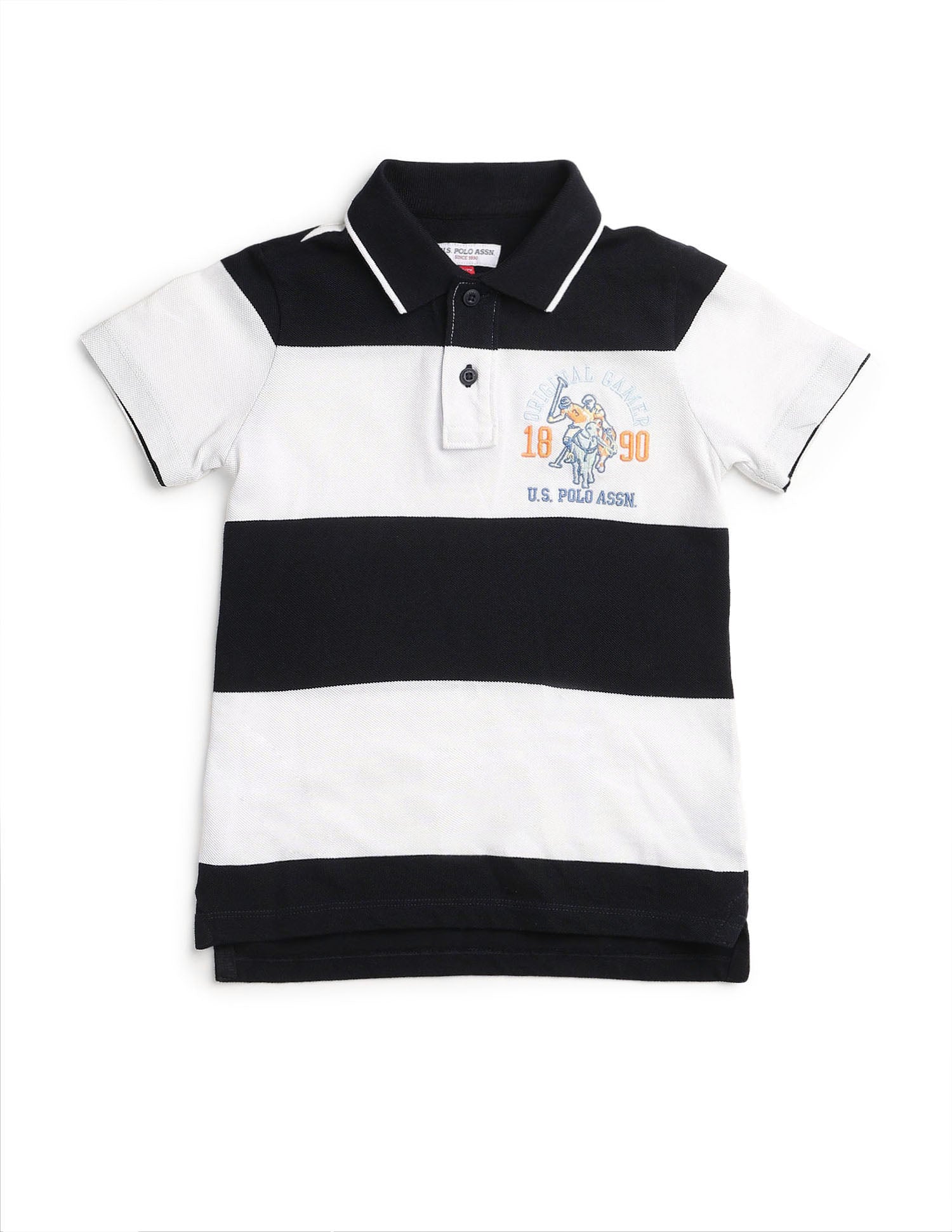 Boys Horizontal Striped Regular Fit Polo Shirt Navy - U.S. POLO ASSN. | Large