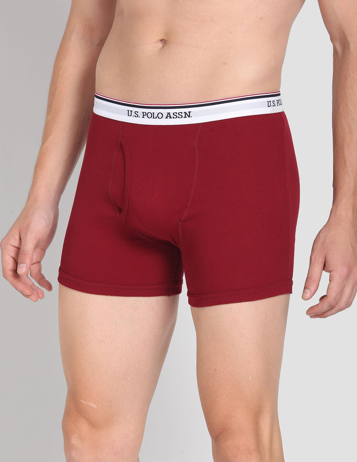 Mid Rise Solid 1667 Trunks - Pack Of 3 Wine, Black and Seaport - U.S. POLO ASSN. | Large