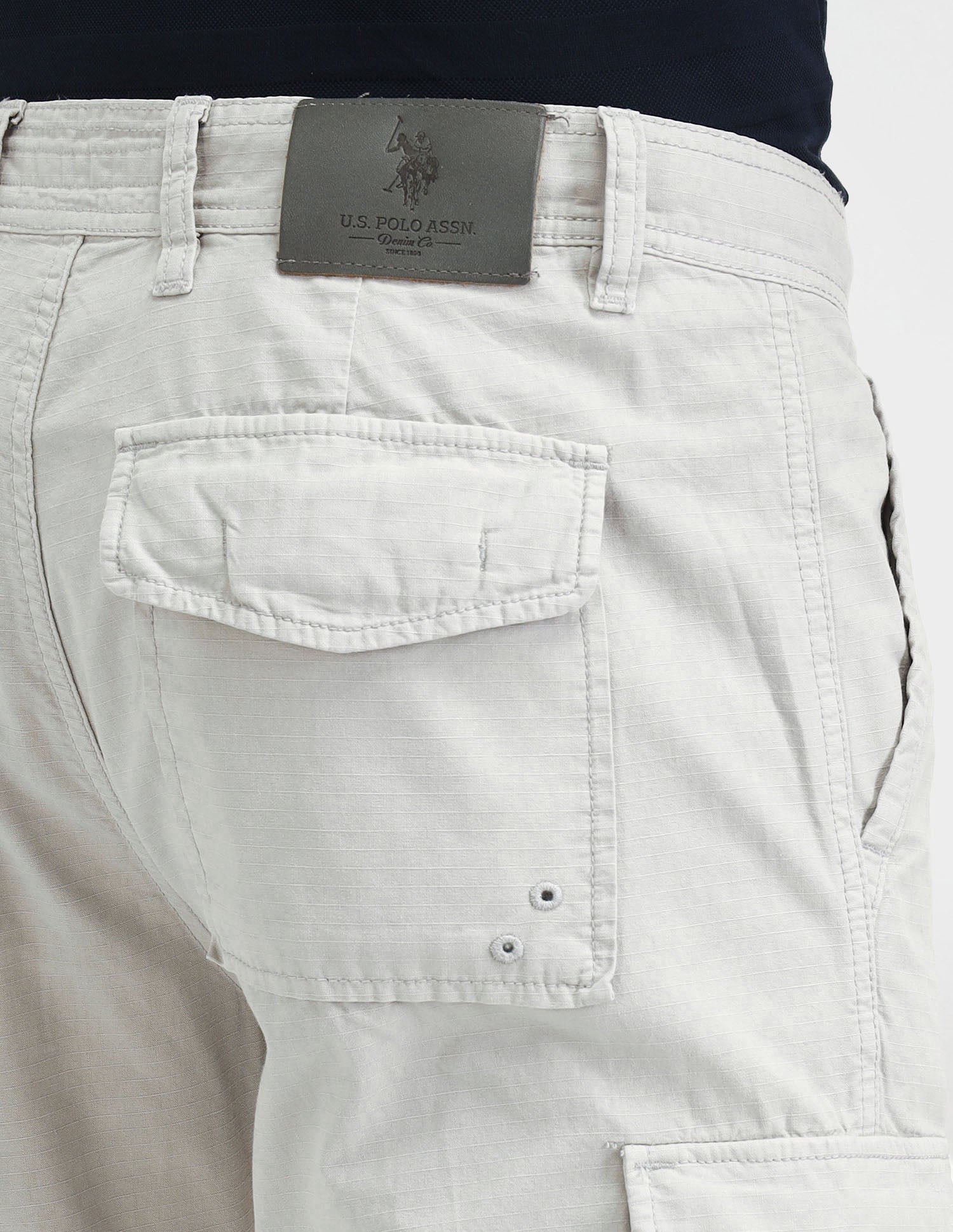 Straight Fit Textured Trousers Light Grey - U.S. Polo Assn. India | Large