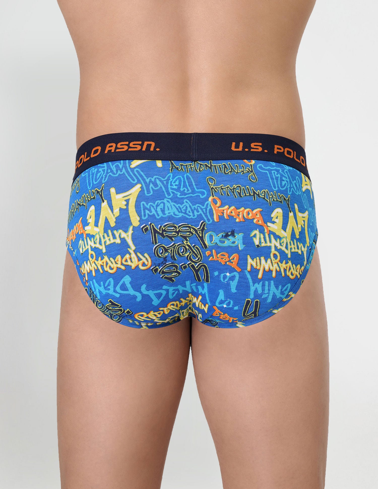 Brushed Elastic Cotton Stretch IYAJ Briefs - Pack Of 2 Orange and Blue - U.S. POLO ASSN. | Large