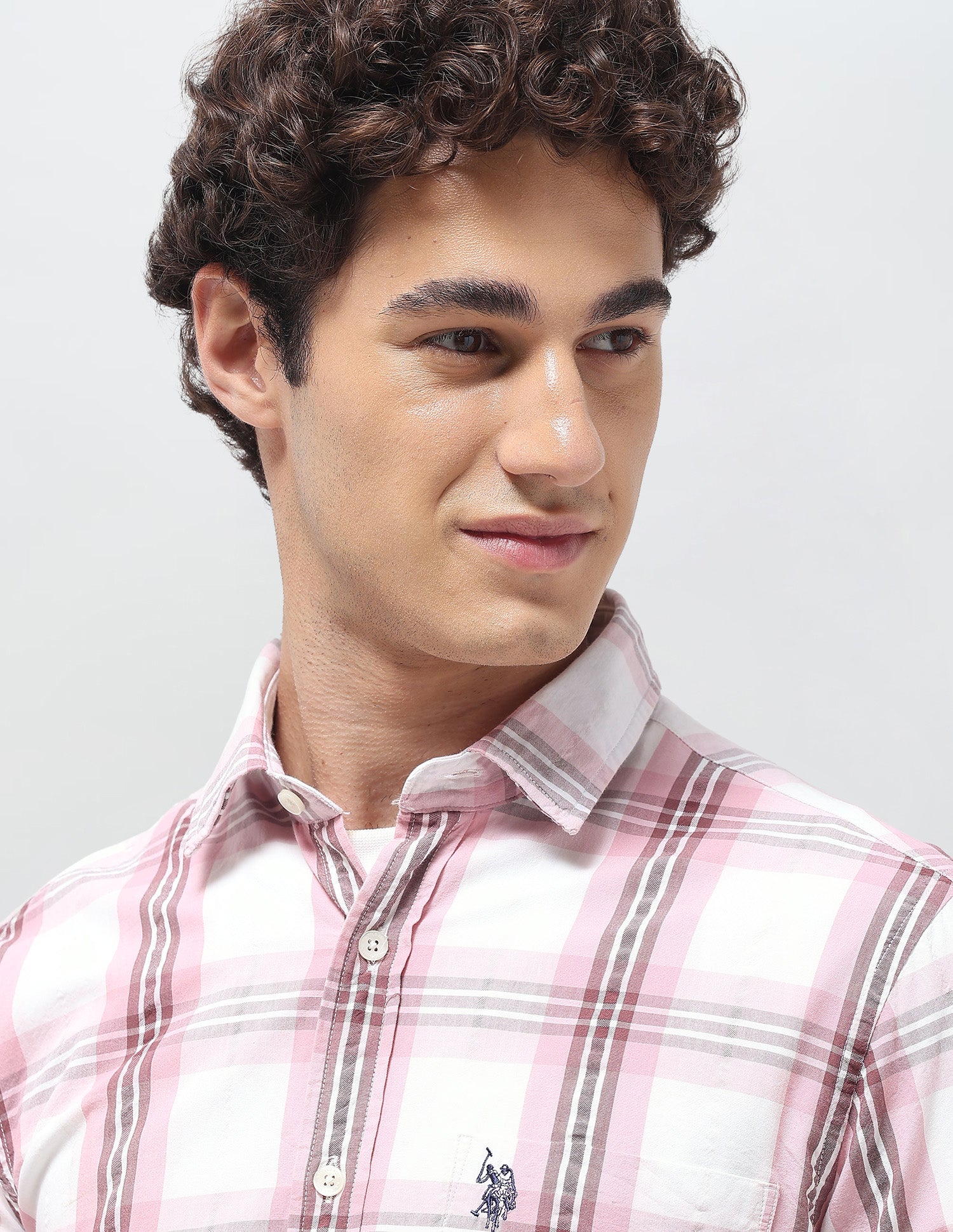 Tailored Fit Seersucker Shirt Peach - U.S. Polo Assn. India | Large