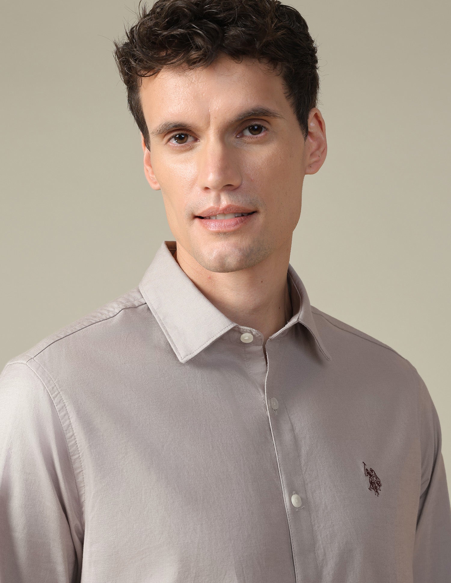 Oxford Tailored Fit Shirt Beige - U.S. Polo Assn. India | Large