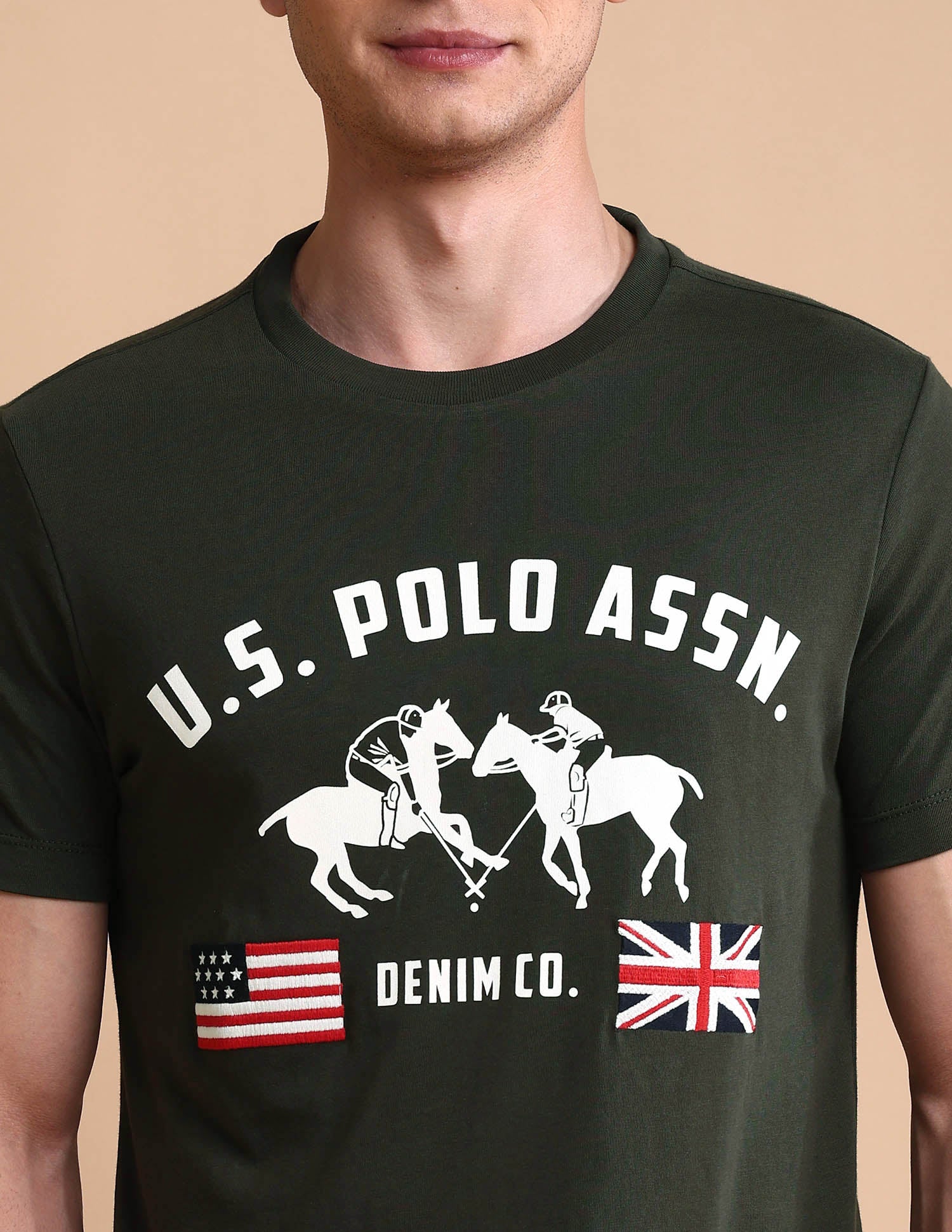 Brand Printed Muscle Fit T-Shirt Light Green - U.S. POLO ASSN. | Large