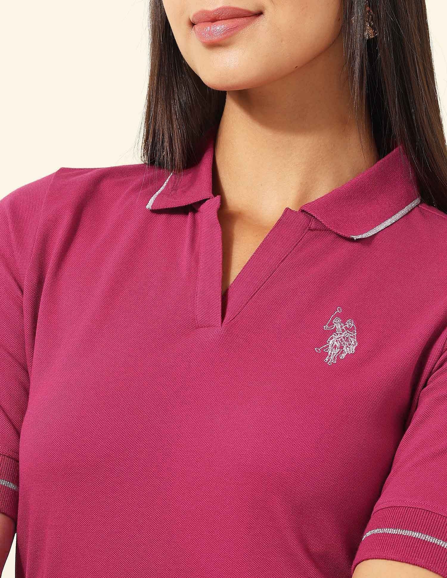 Regular Fit Solid Polo Shirt Fuchsia - U.S. POLO ASSN. | Large