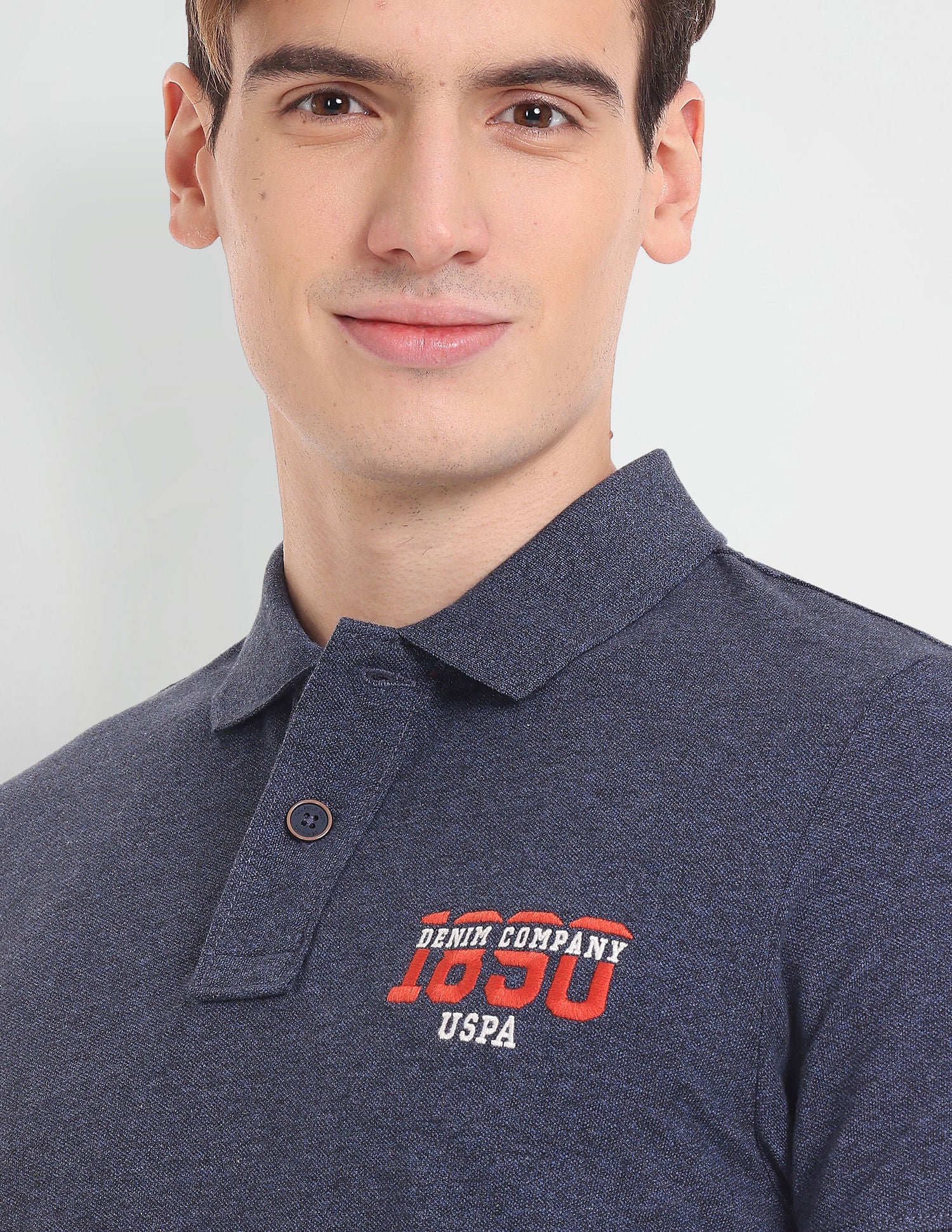 Iconic Heathered Polo Shirt Navy - U.S. POLO ASSN. | Large