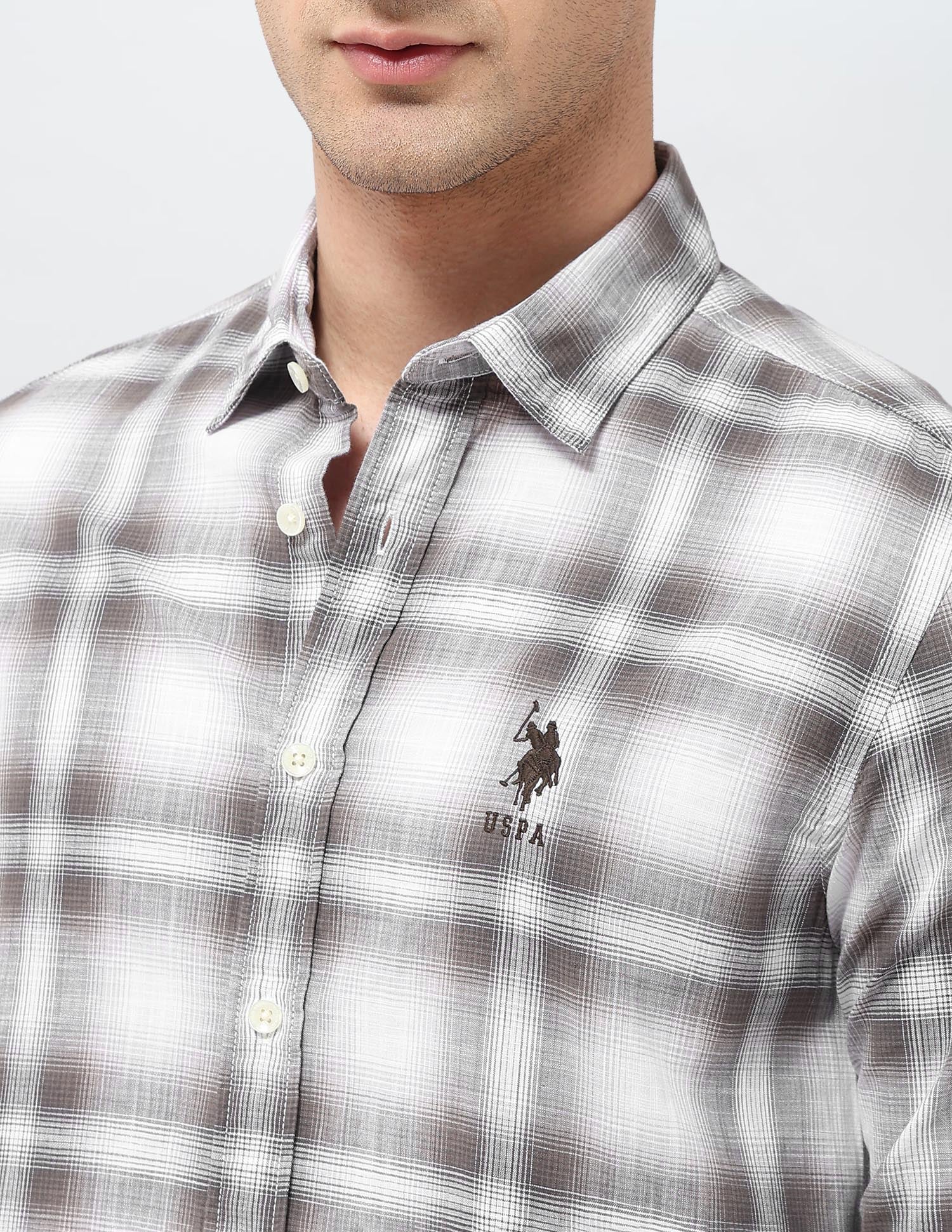 Tartan Checked Regular Fit Shirt Dark Brown - U.S. POLO ASSN. | Large