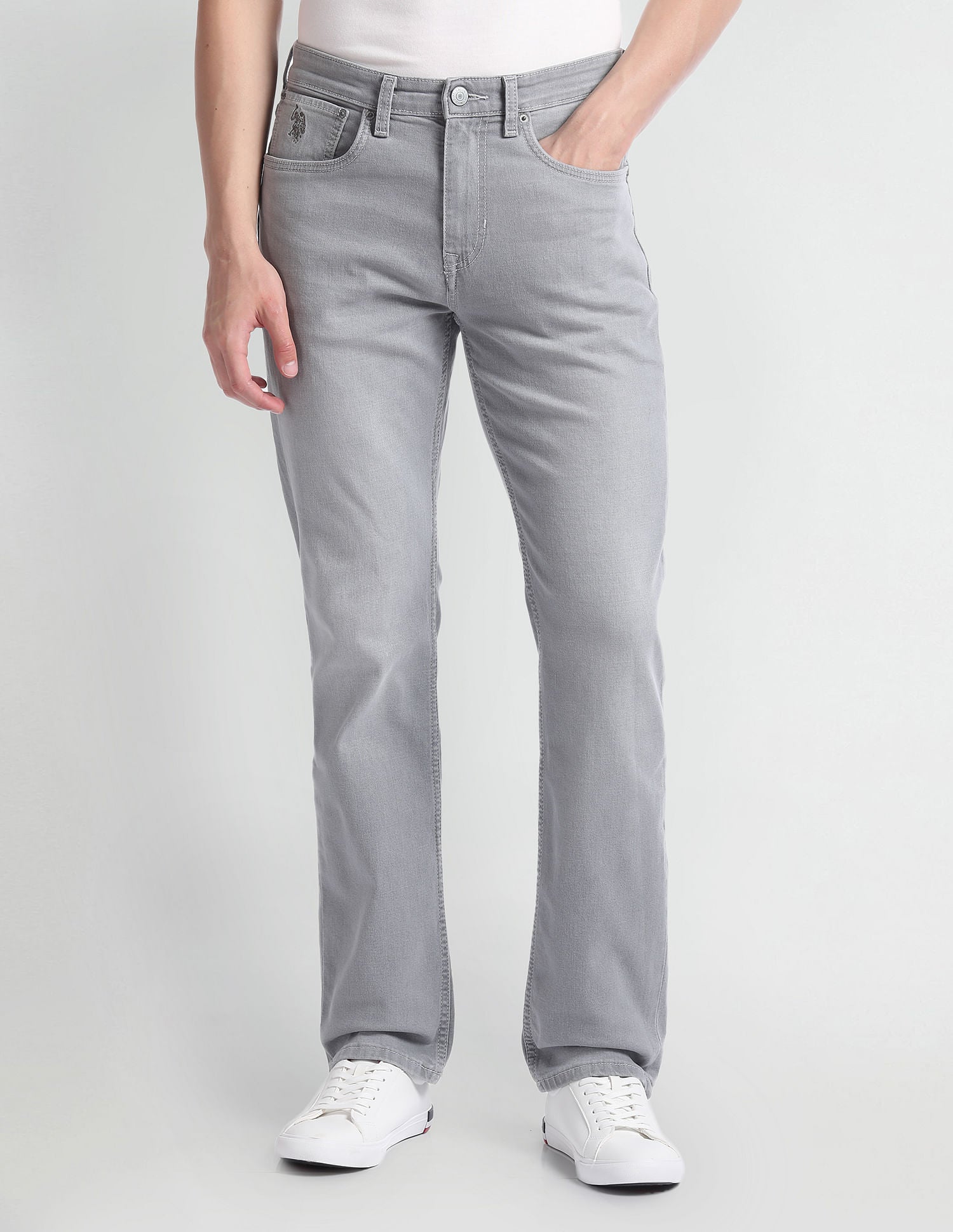 Harold Slim Straight Fit Blue Jeans Grey - U.S. Polo Assn. India | Large
