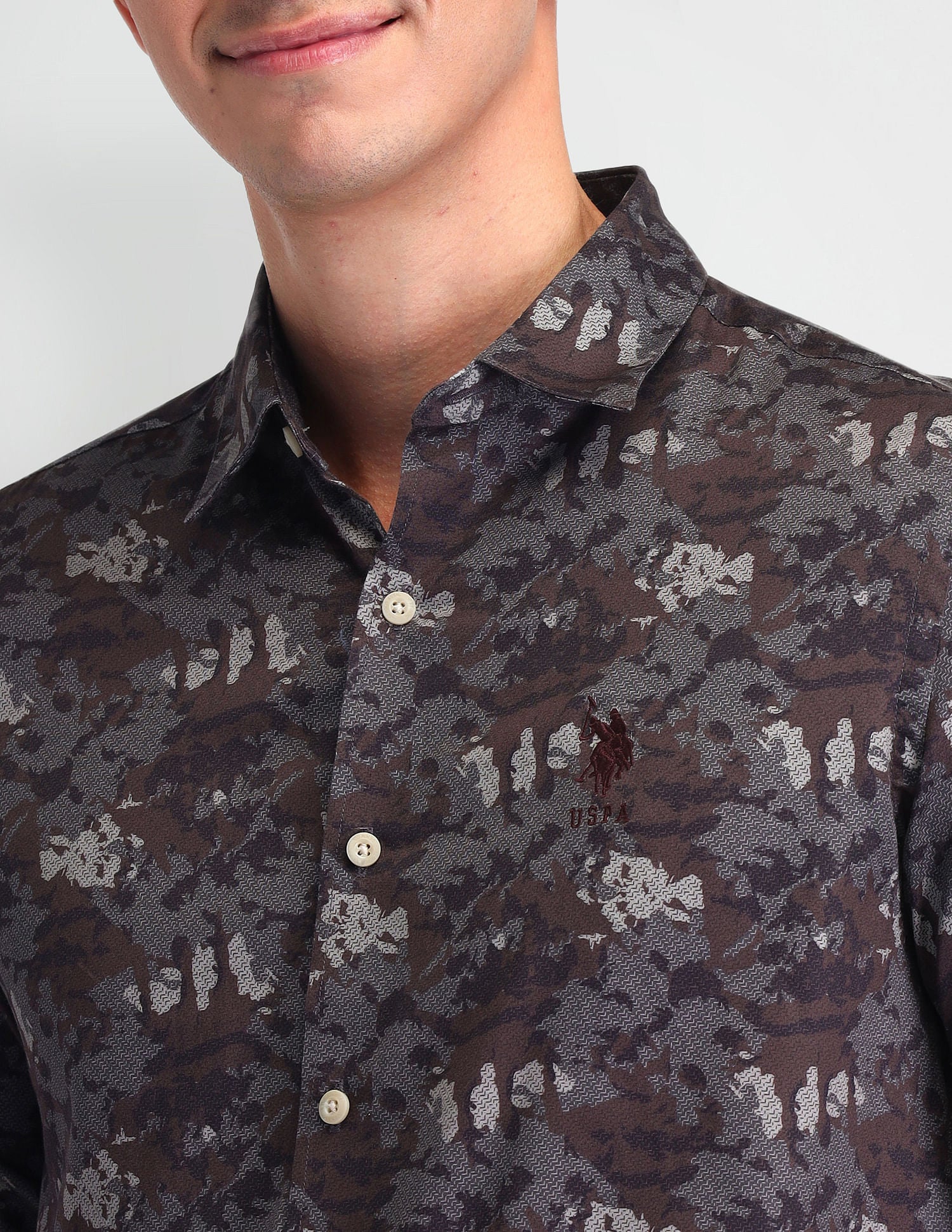 Slim Fit Poplin Shirt Wine - U.S. Polo Assn. India | Large