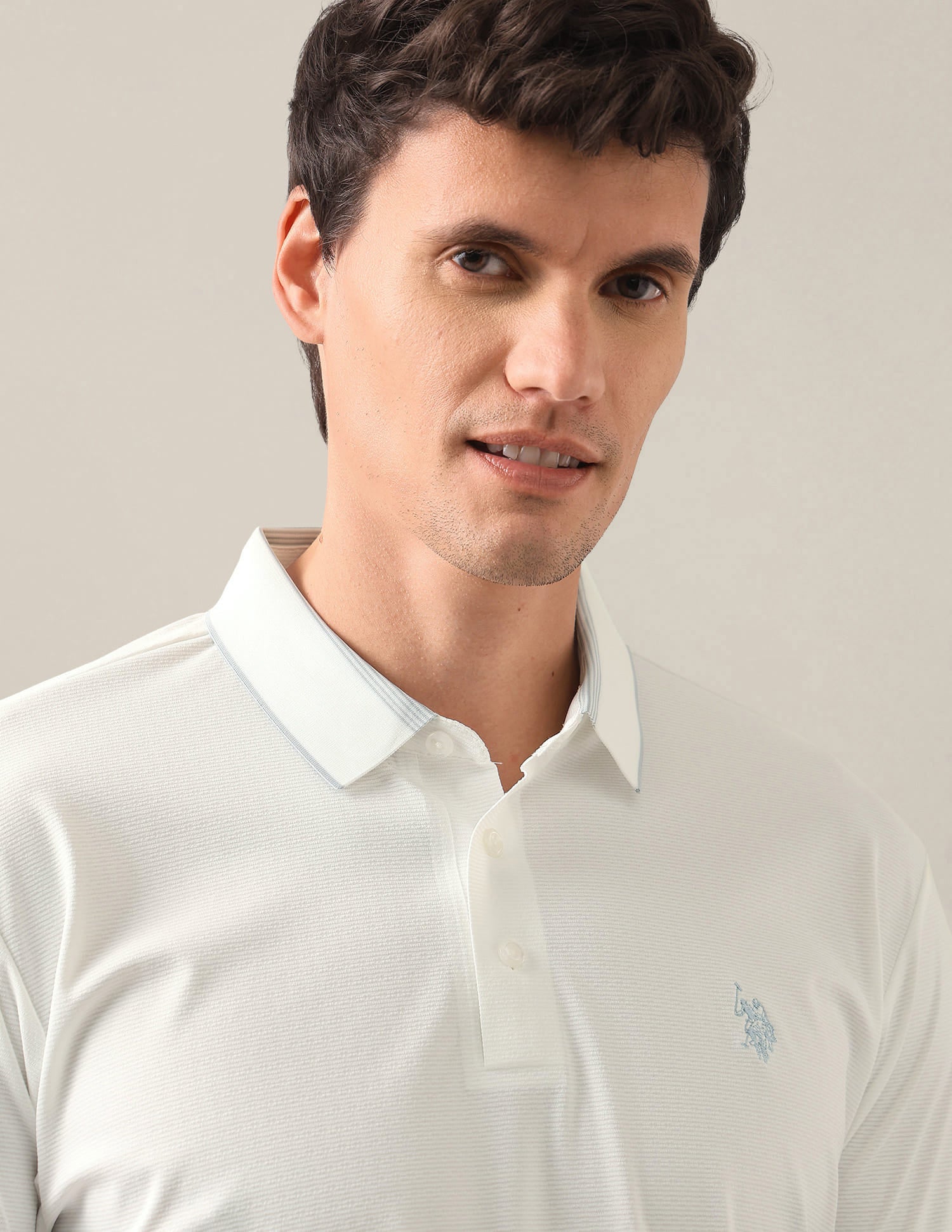 Solid Slim Fit Polo Shirt White - U.S. Polo Assn. India | Large