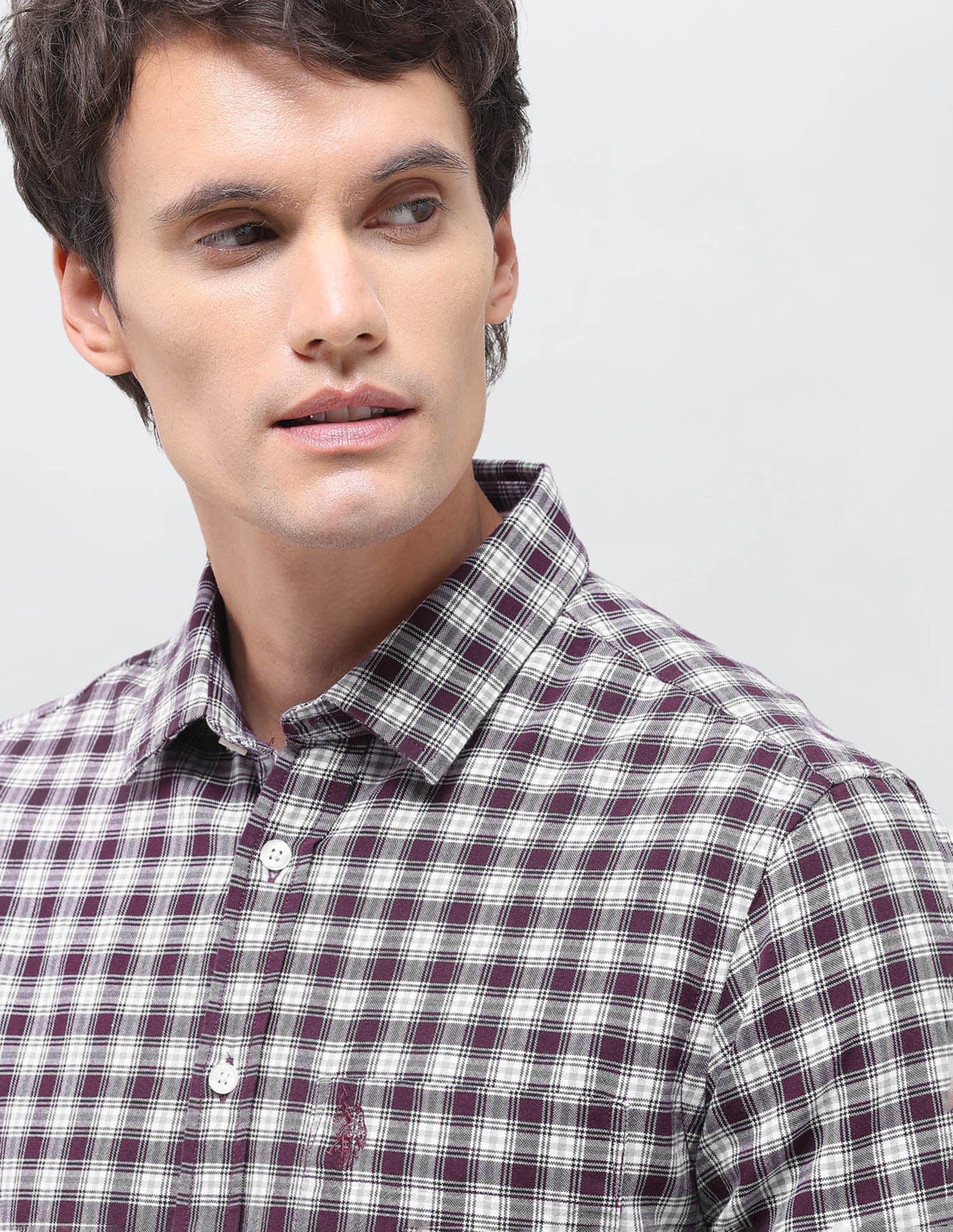 Oxford Tartan Checked Shirt Maroon - U.S. Polo Assn. India | Large