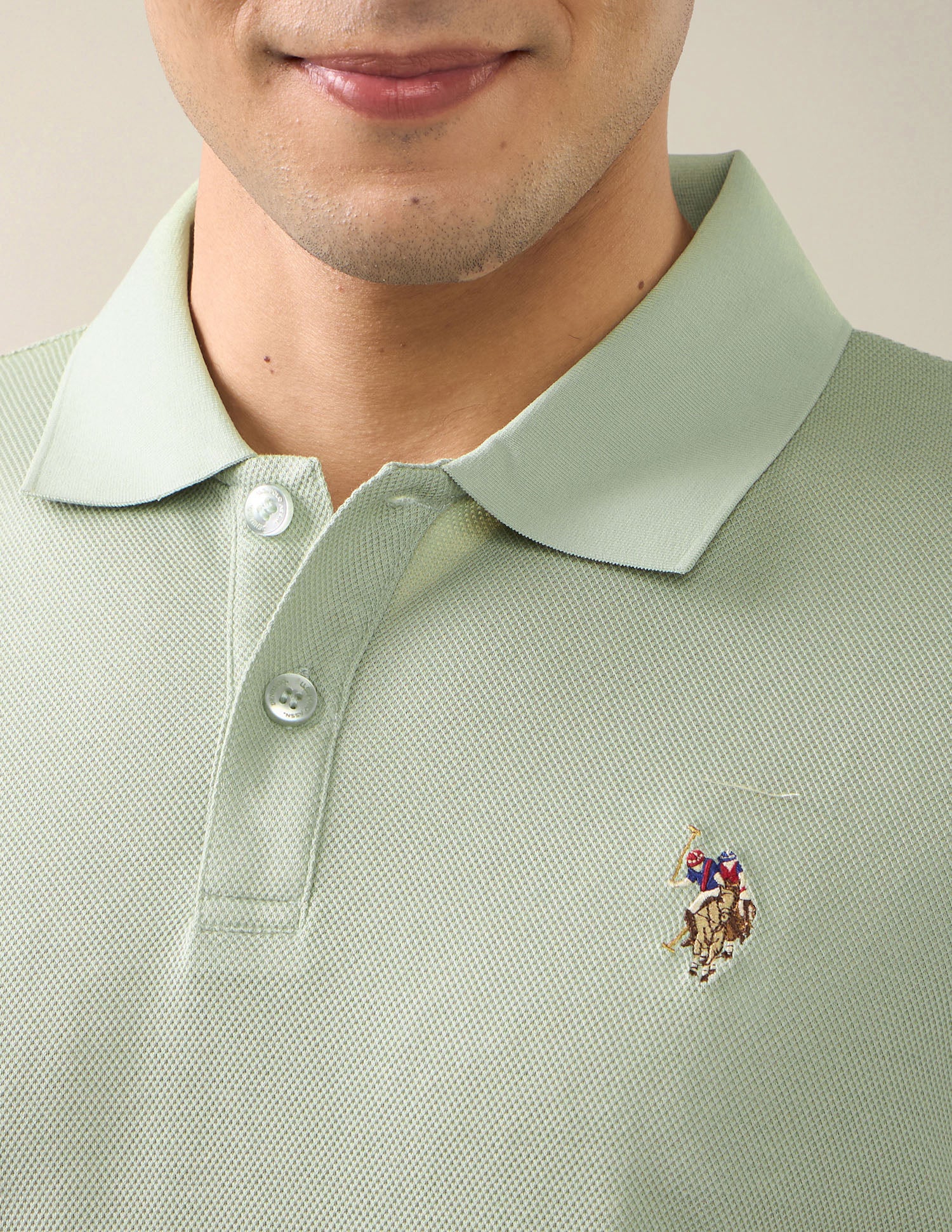 Solid Slim Fit Polo Shirt Light Green - U.S. Polo Assn. India | Large