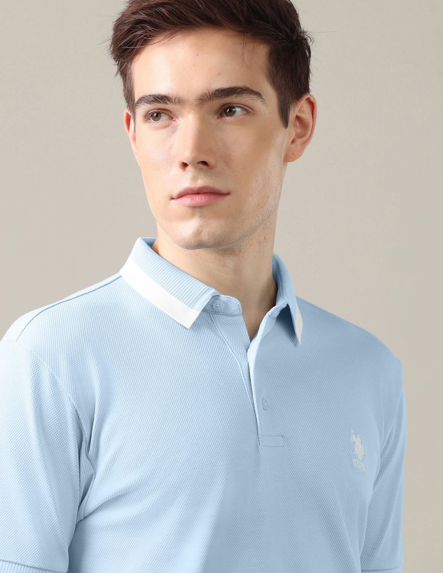 Solid Slim Fit Polo Shirt Blue - U.S. Polo Assn. India | Large