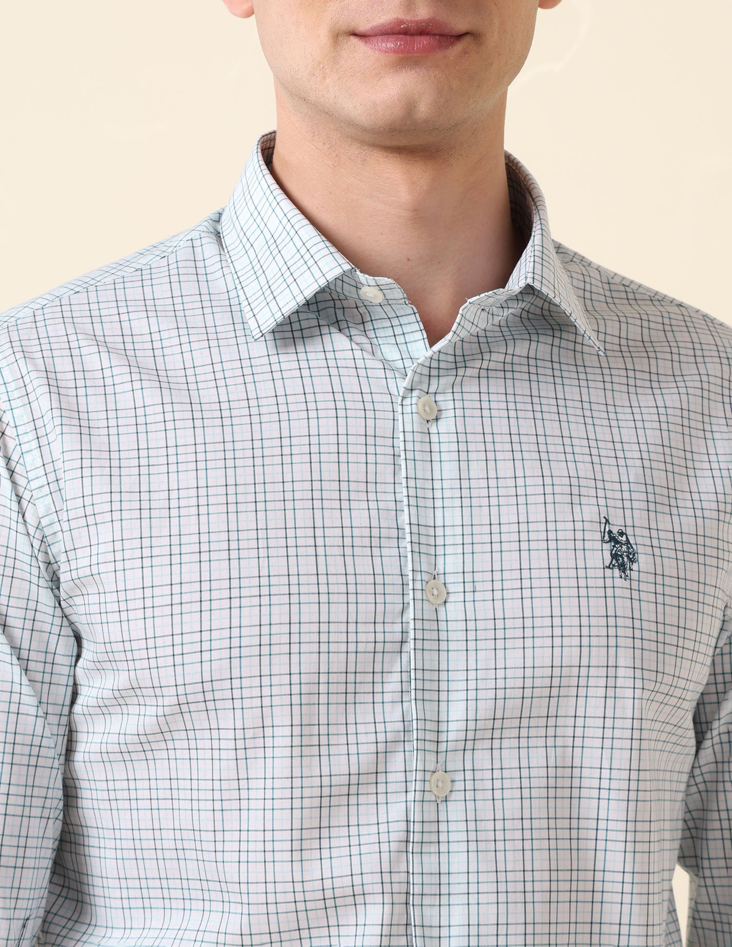 Graph Checked Tailored Fit Shirt Teal - U.S. Polo Assn. India | Large