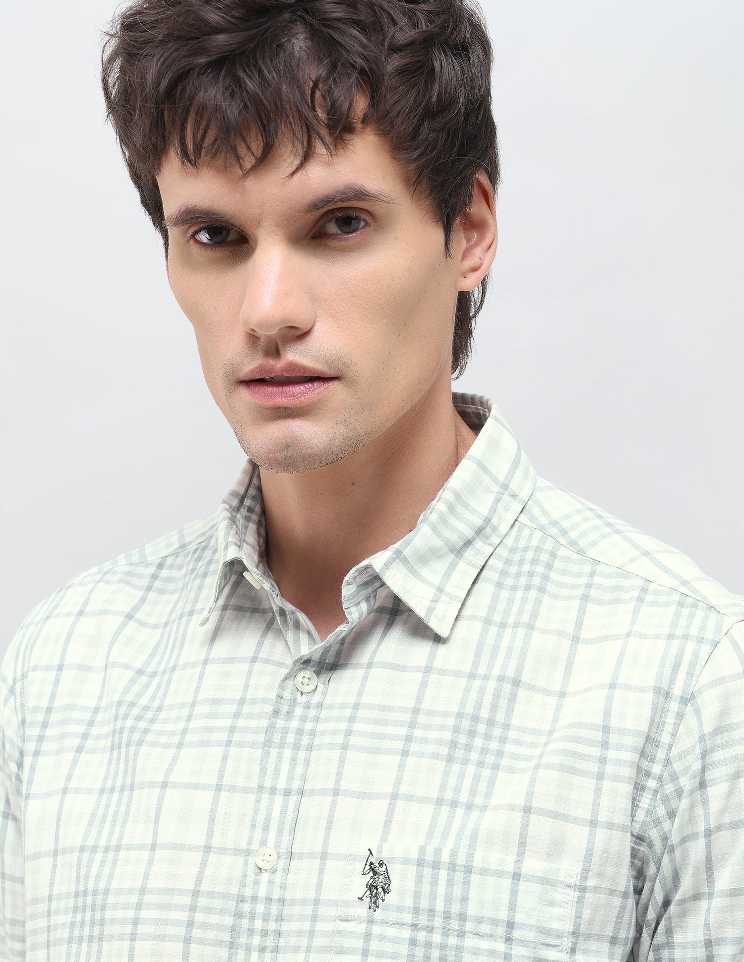 Tartan Checked Regular Fit Shirt Light Green - U.S. Polo Assn. India | Large