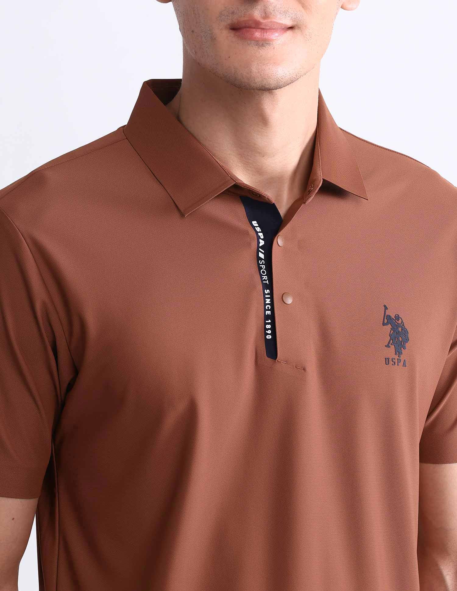 Solid Slim Fit Polo Shirt Rust - U.S. Polo Assn. India | Large