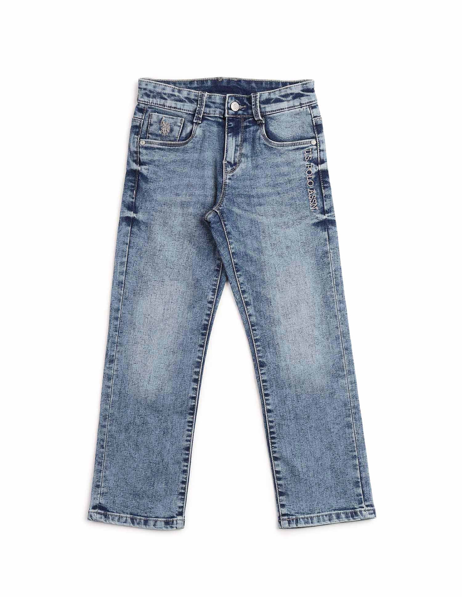 Boys Relaxed Fit Blue Jeans Light Blue - U.S. POLO ASSN. | Large