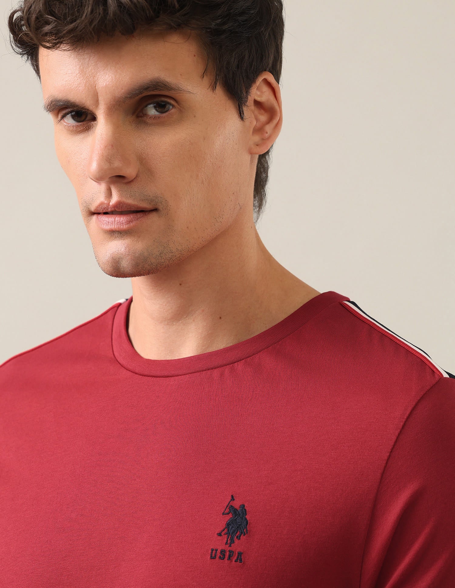 Solid Regular Fit T-Shirt Red - U.S. Polo Assn. India | Large