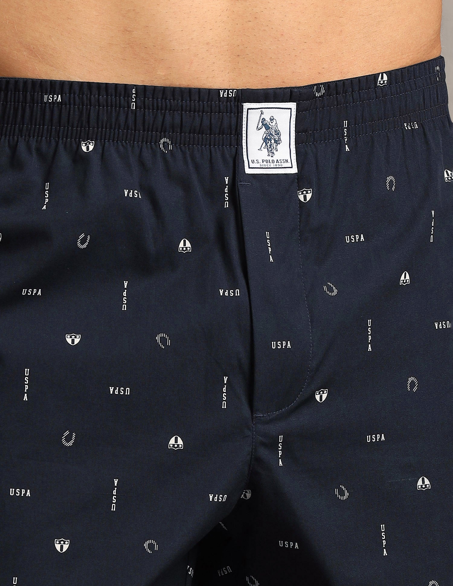 Pure Cotton Printed I657-PR Boxers - Pack Of 1 Navy Elements - U.S. Polo Assn. India | Large