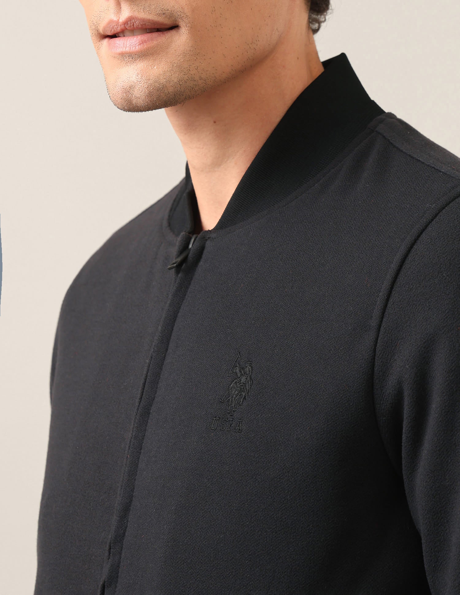 Knitted Bomber Jacket Black - U.S. Polo Assn. India | Large