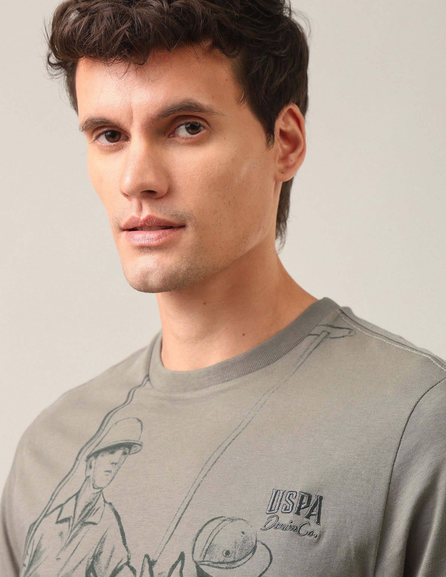 Graphic Brand Printed Slim Fit T-Shirt Light Green - U.S. Polo Assn. India | Large