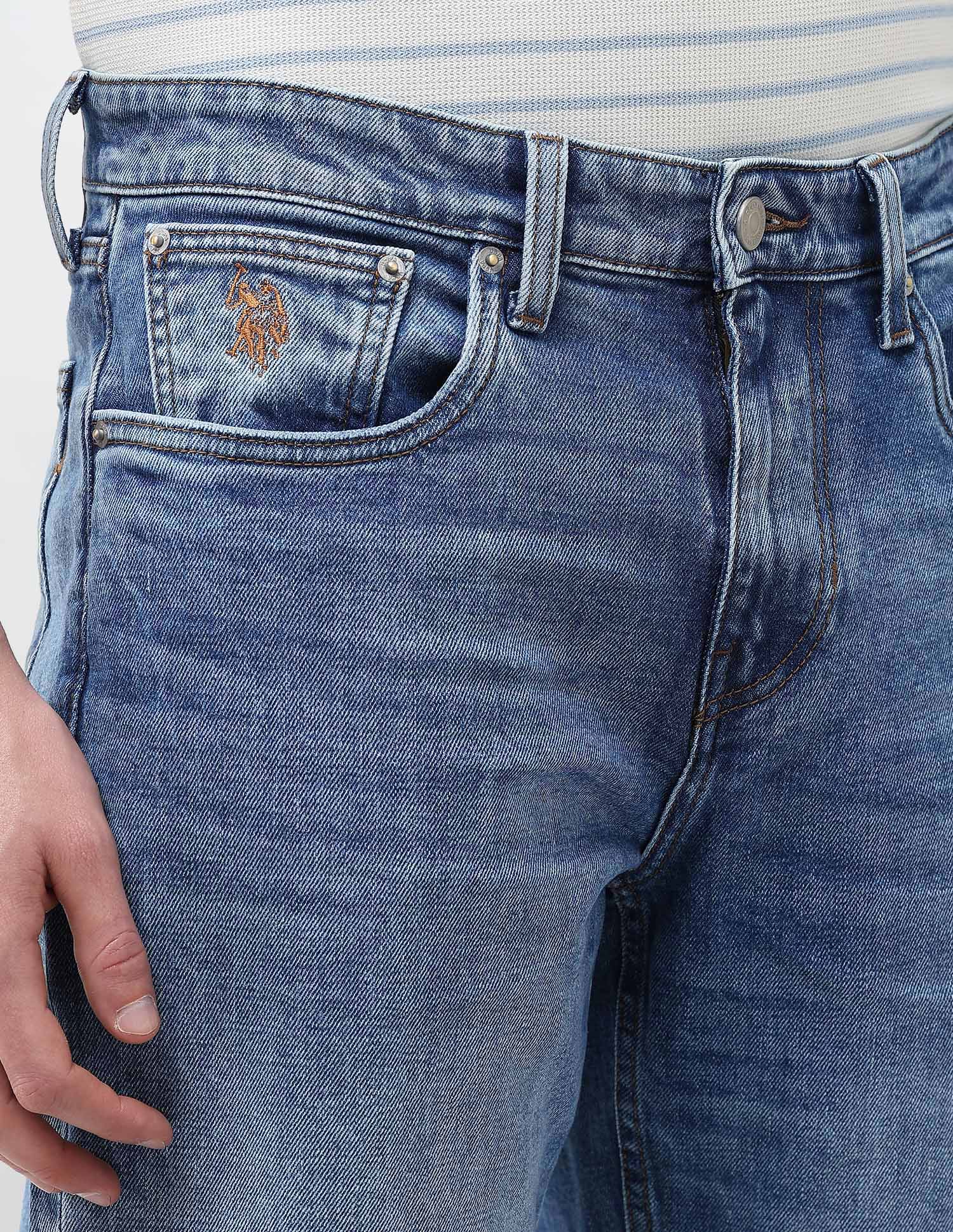 Shawn Relaxed Fit Blue Jeans Mid Blue - U.S. Polo Assn. India | Large