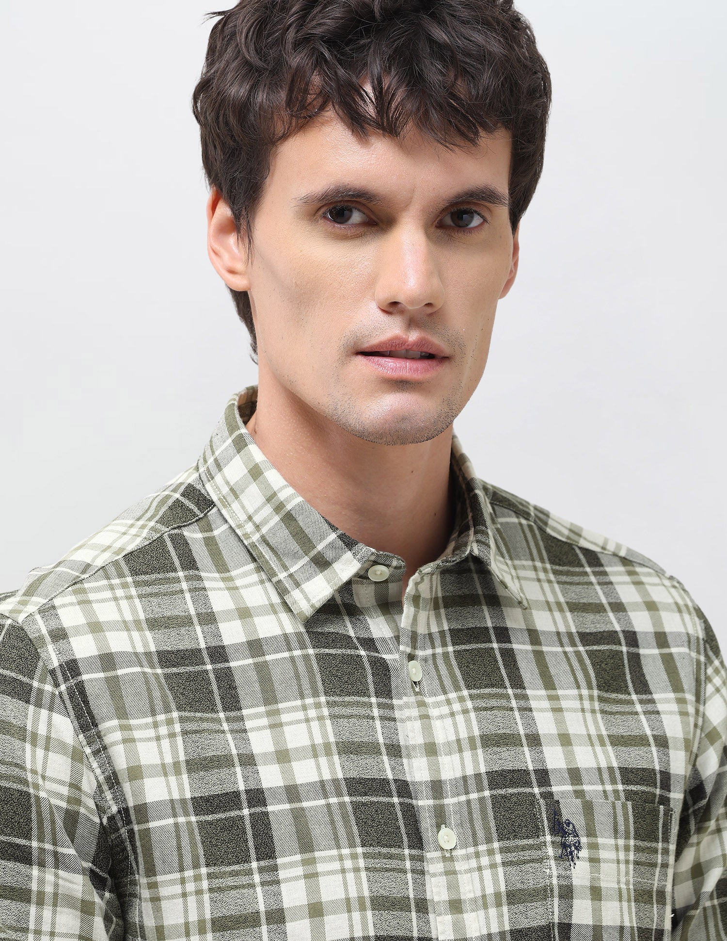 Plaid Checked Regular Fit Shirt Olive - U.S. Polo Assn. India | Large