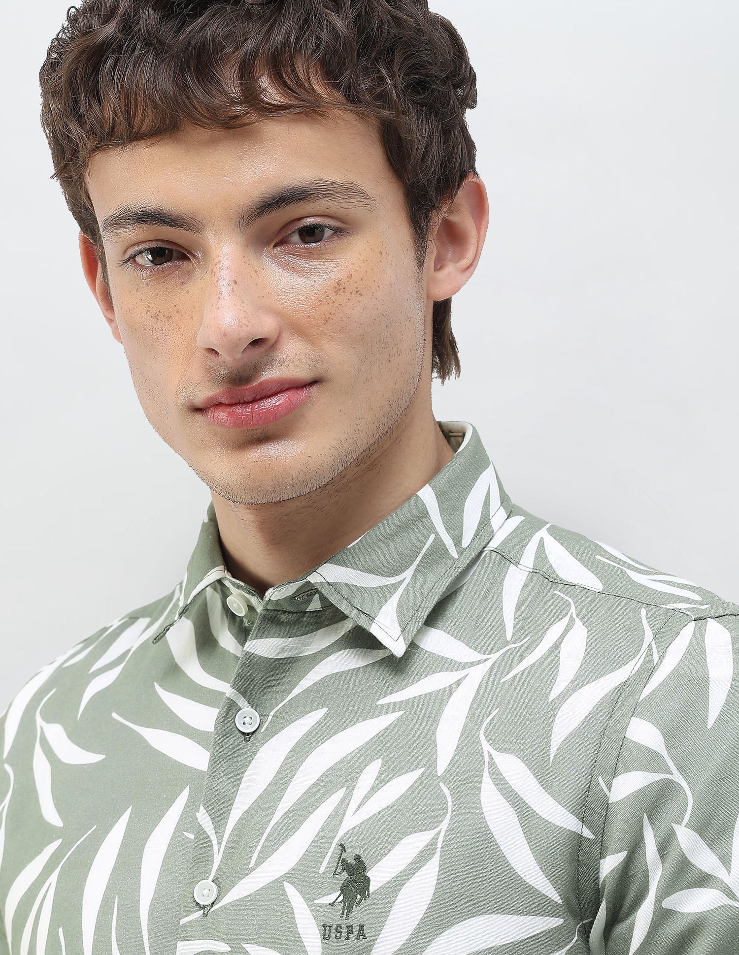 Tropical Printed Regular Fit Shirt Light Green - U.S. Polo Assn. India | Large