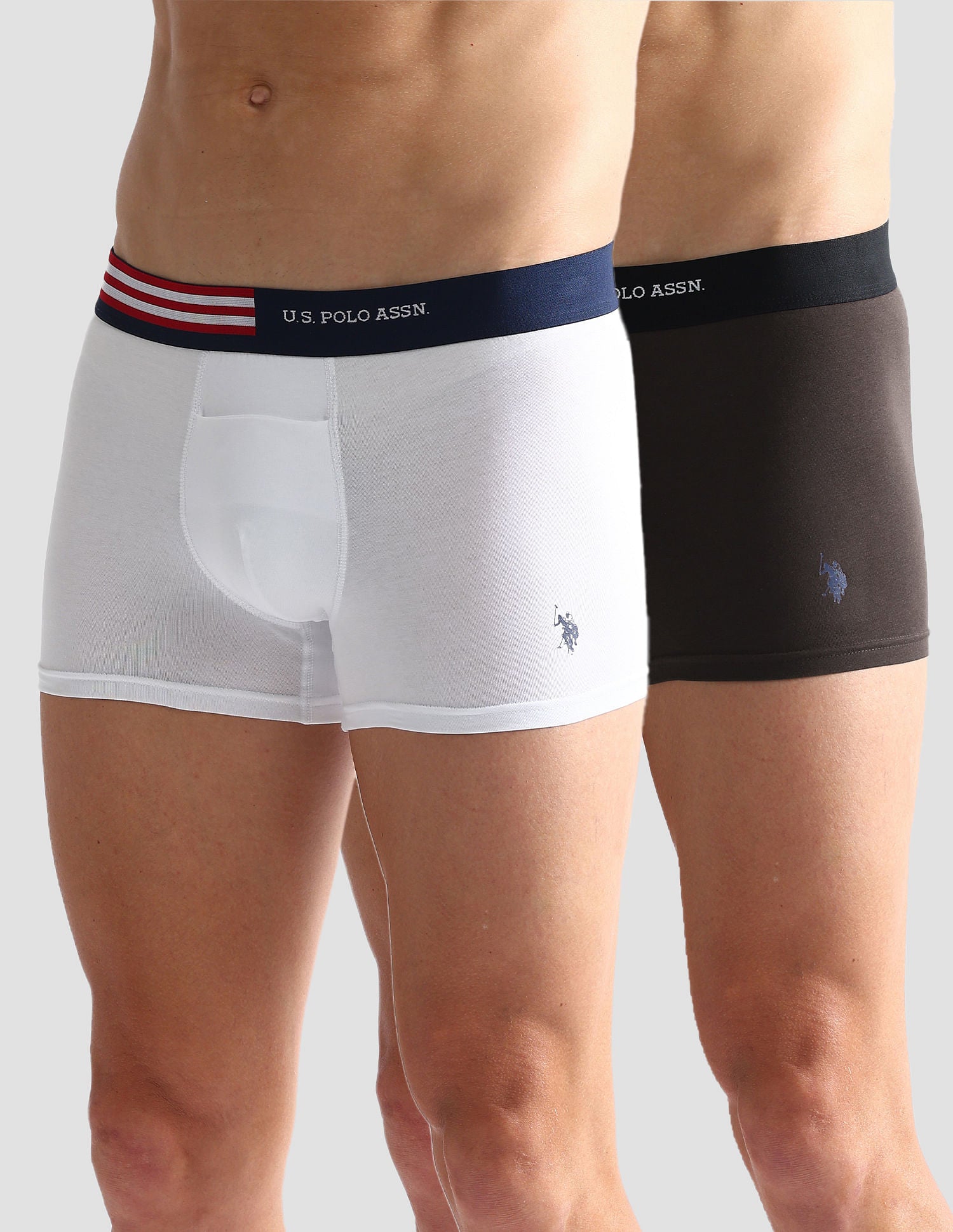 Flag Elastic Antibacterial OET06 Trunks - Pack Of 2 White and Black - U.S. POLO ASSN. | Large