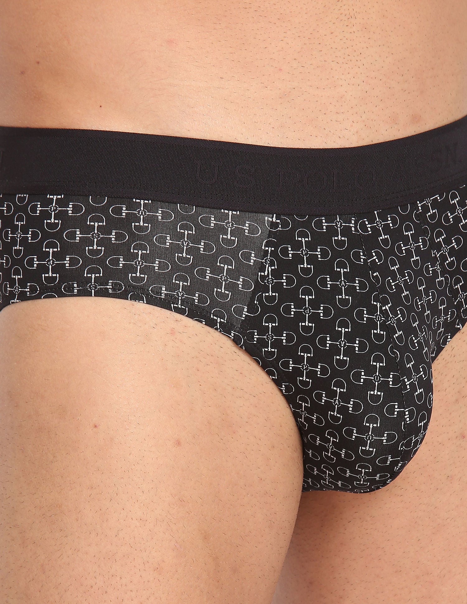 Nylon Stretch Printed AB002 Active Briefs - Pack Of 1 Black - U.S. POLO ASSN. | Large