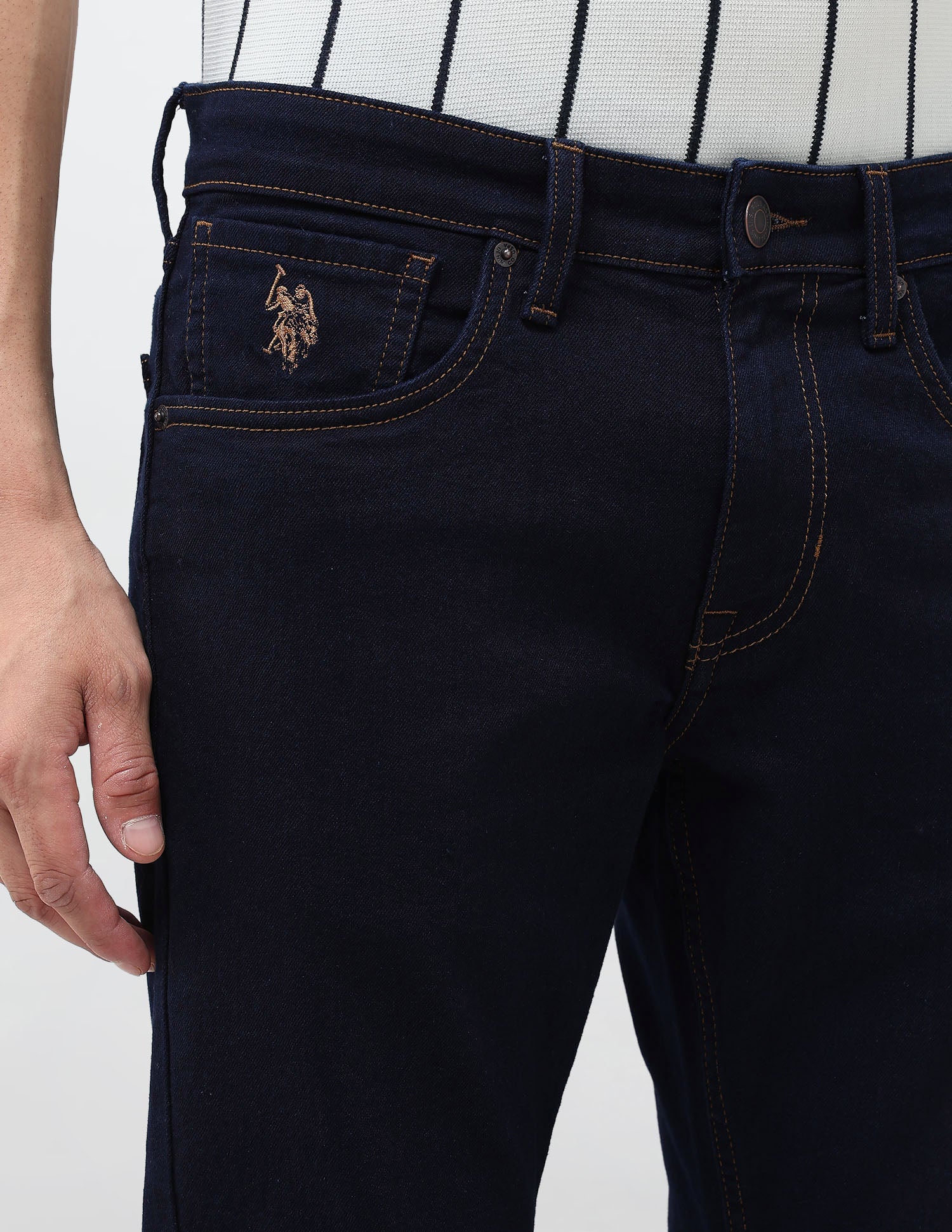 Brandon Slim Tapered Fit Blue Jeans Indigo - U.S. POLO ASSN. | Large