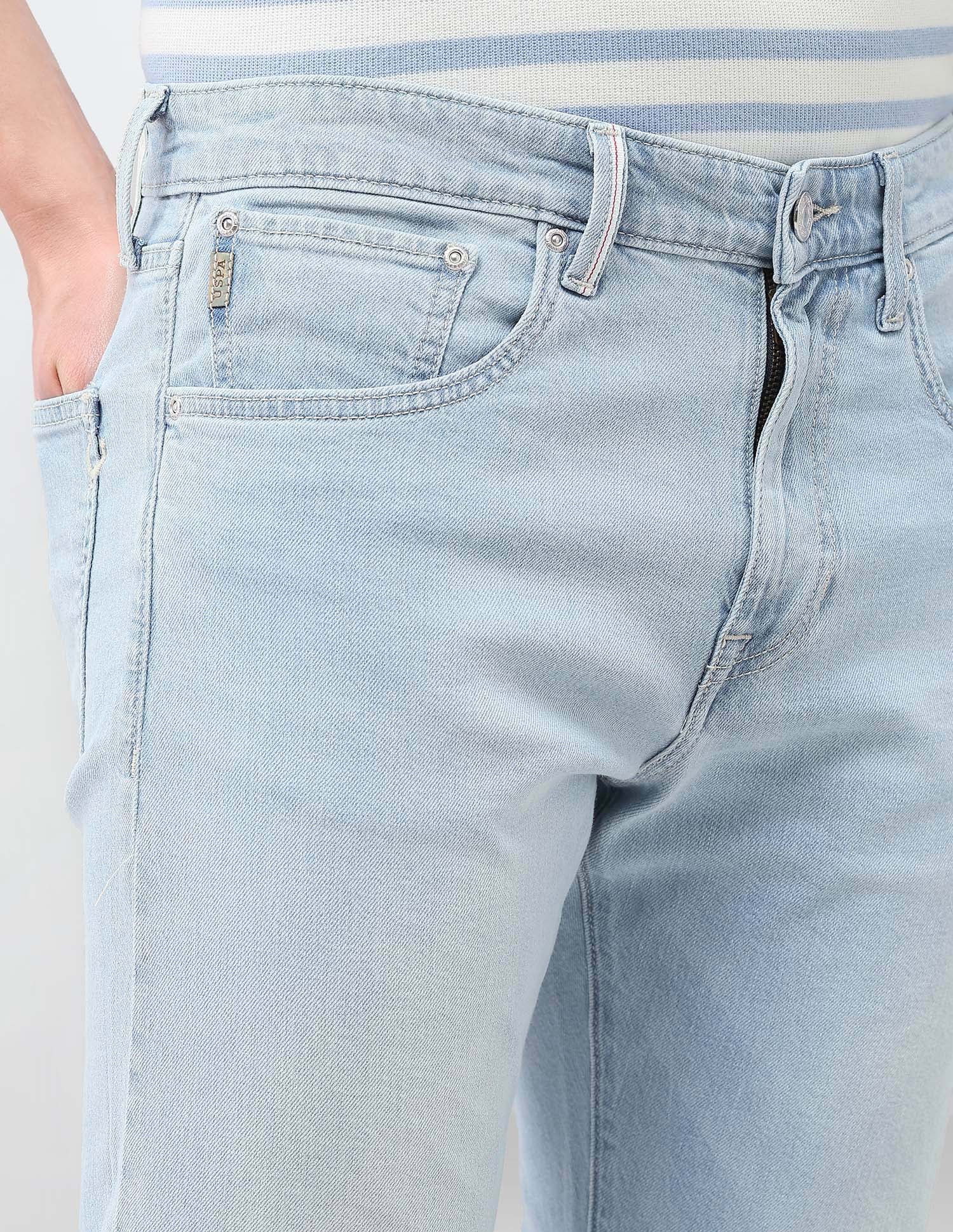 Harold Slim Straight Fit Blue Jeans Light Blue - U.S. Polo Assn. India | Large